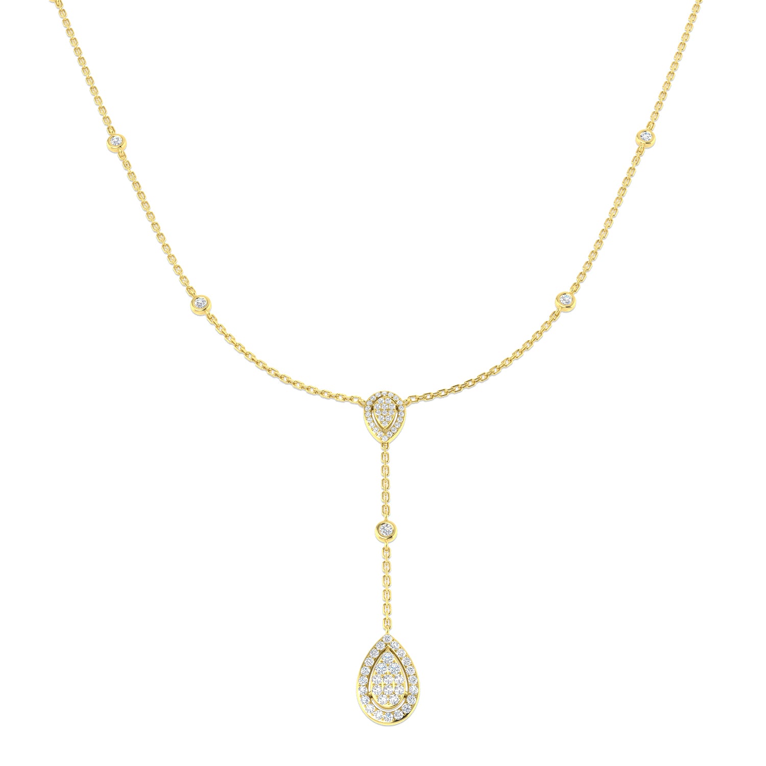 Algin Cluster Necklace 0.5ct Diamond  Gold Platinum