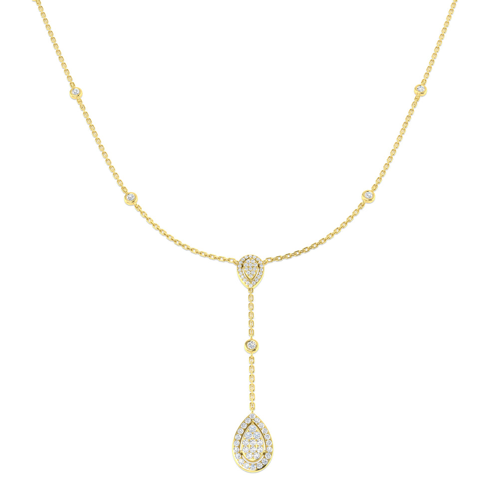 Algin Cluster Necklace 0.5ct Diamond  Gold Platinum
