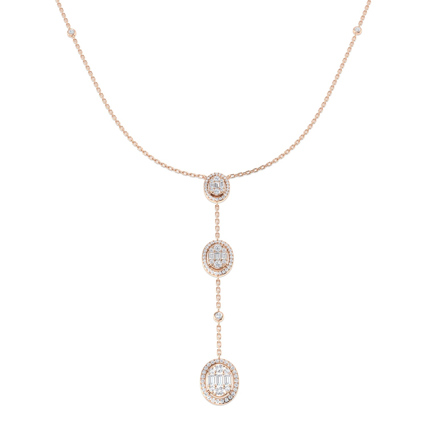 Anetol Baguette Brilliant Diamond Necklace 0.75ct Gold Platinum