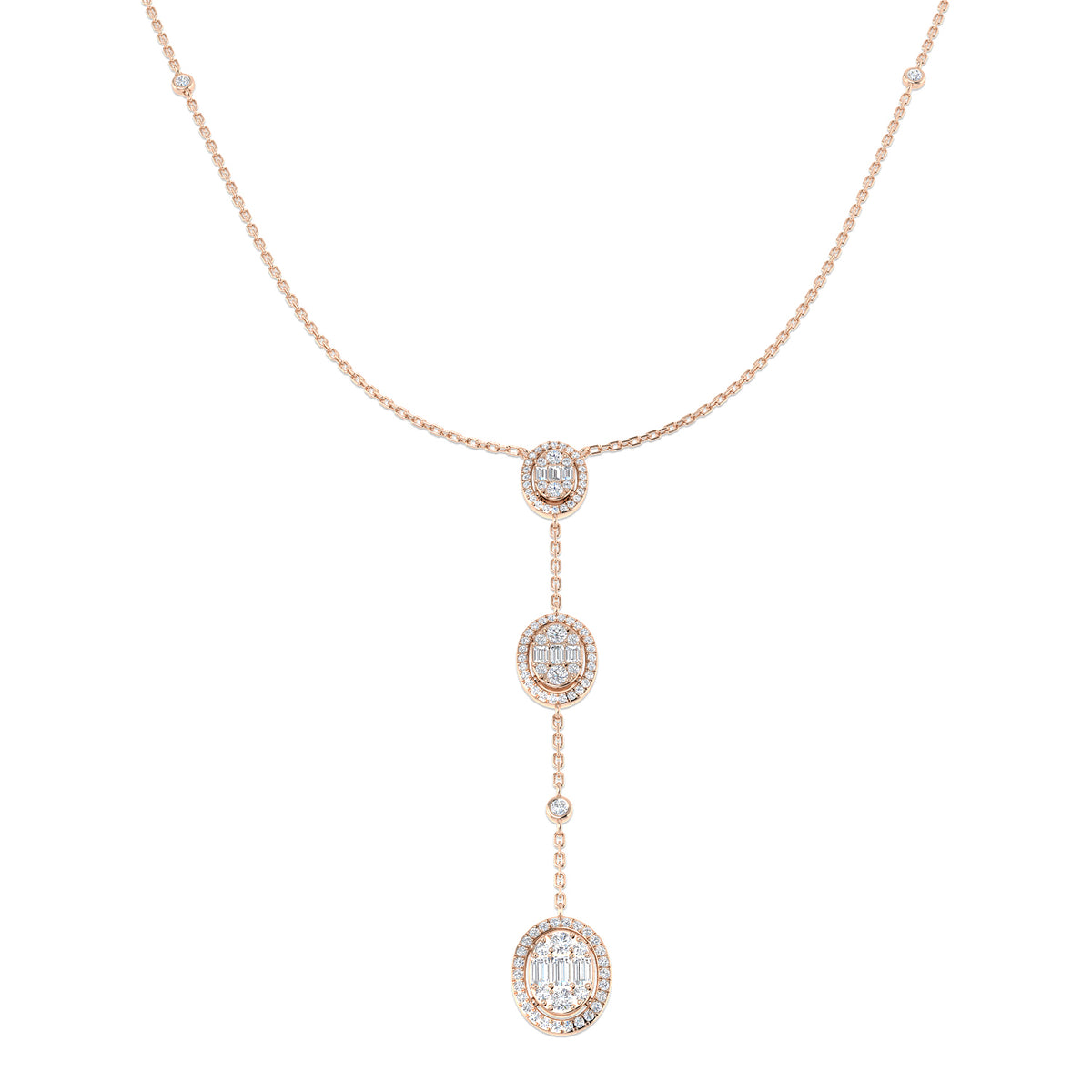 Anetol Baguette Brilliant Diamond Necklace 0.75ct Gold Platinum