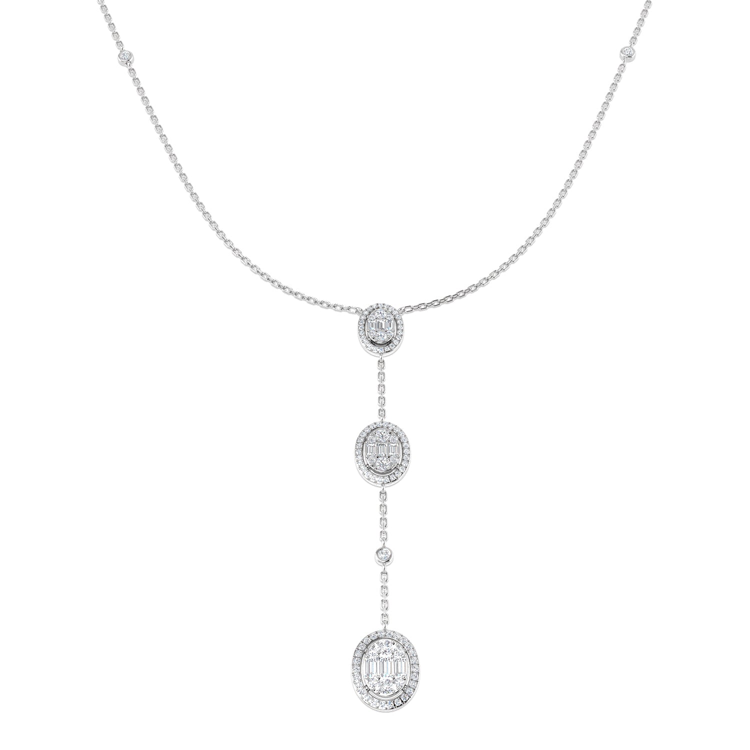 Anetol Baguette Brilliant Diamond Necklace 0.75ct Gold Platinum