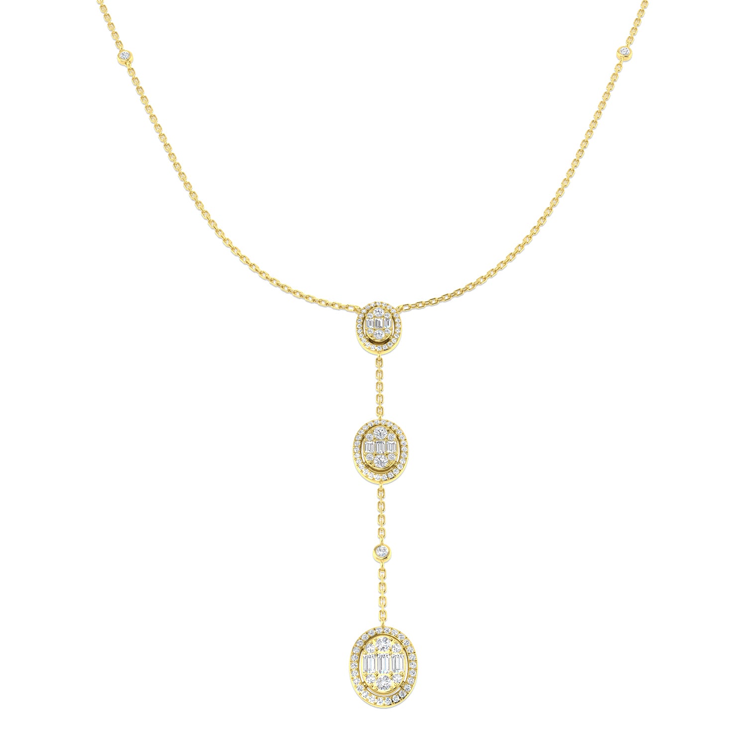 Anetol Baguette Brilliant Diamond Necklace 0.75ct Gold Platinum