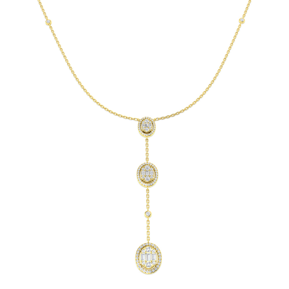 Anetol Baguette Brilliant Diamond Necklace 0.75ct Gold Platinum