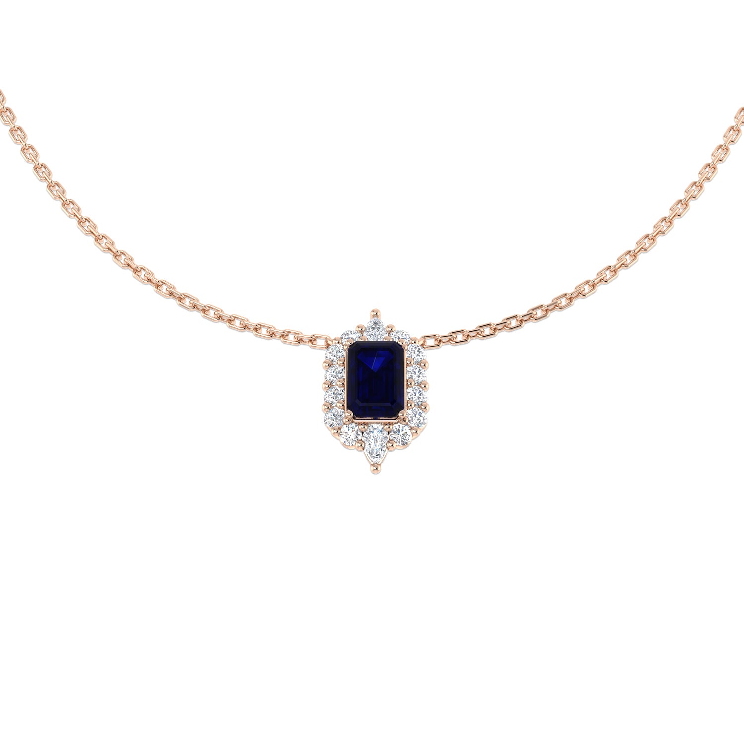 Amour Blue Sapphire Necklace 1ct Platinum Gold