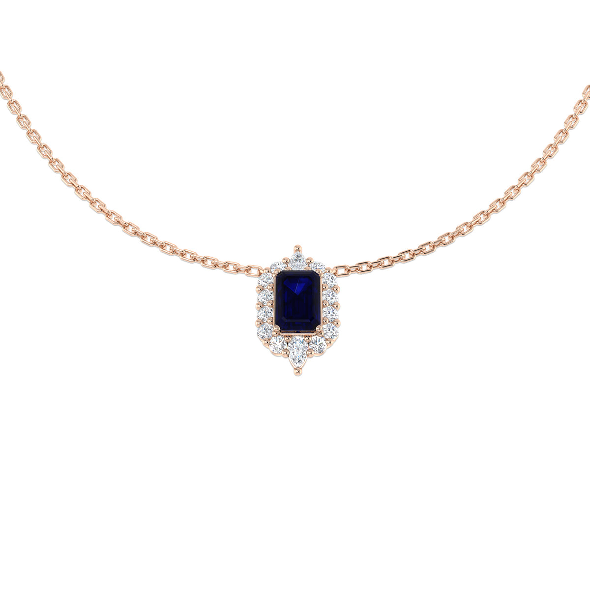 Amour Blue Sapphire Necklace 1ct Platinum Gold