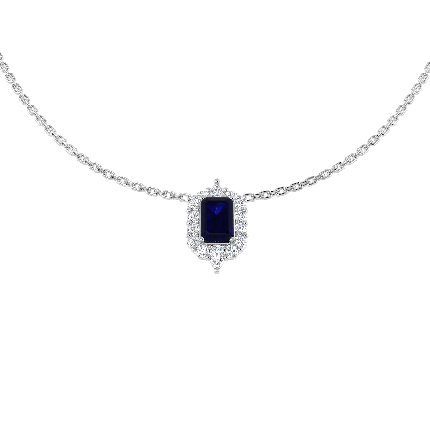 Amour Blue Sapphire Necklace 1ct Platinum Gold