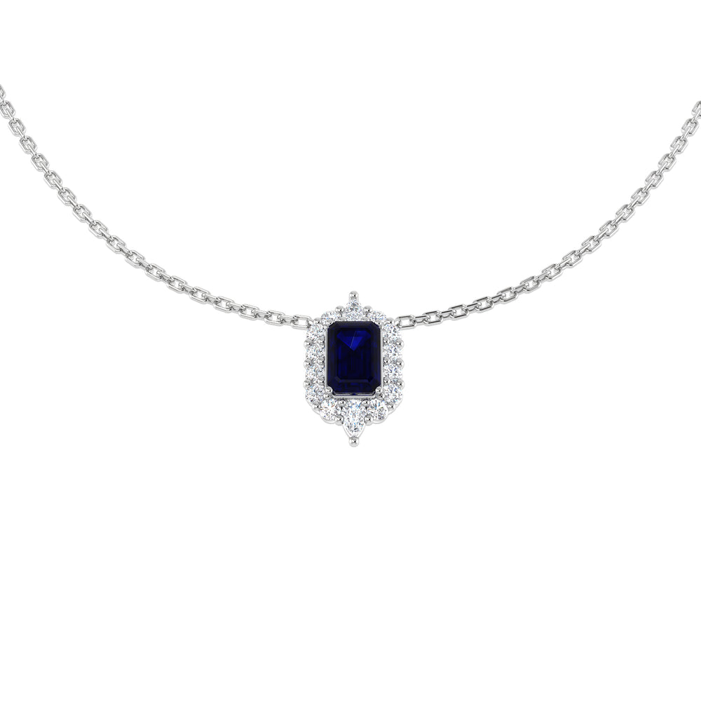 Amour Blue Sapphire Necklace 1ct Platinum Gold