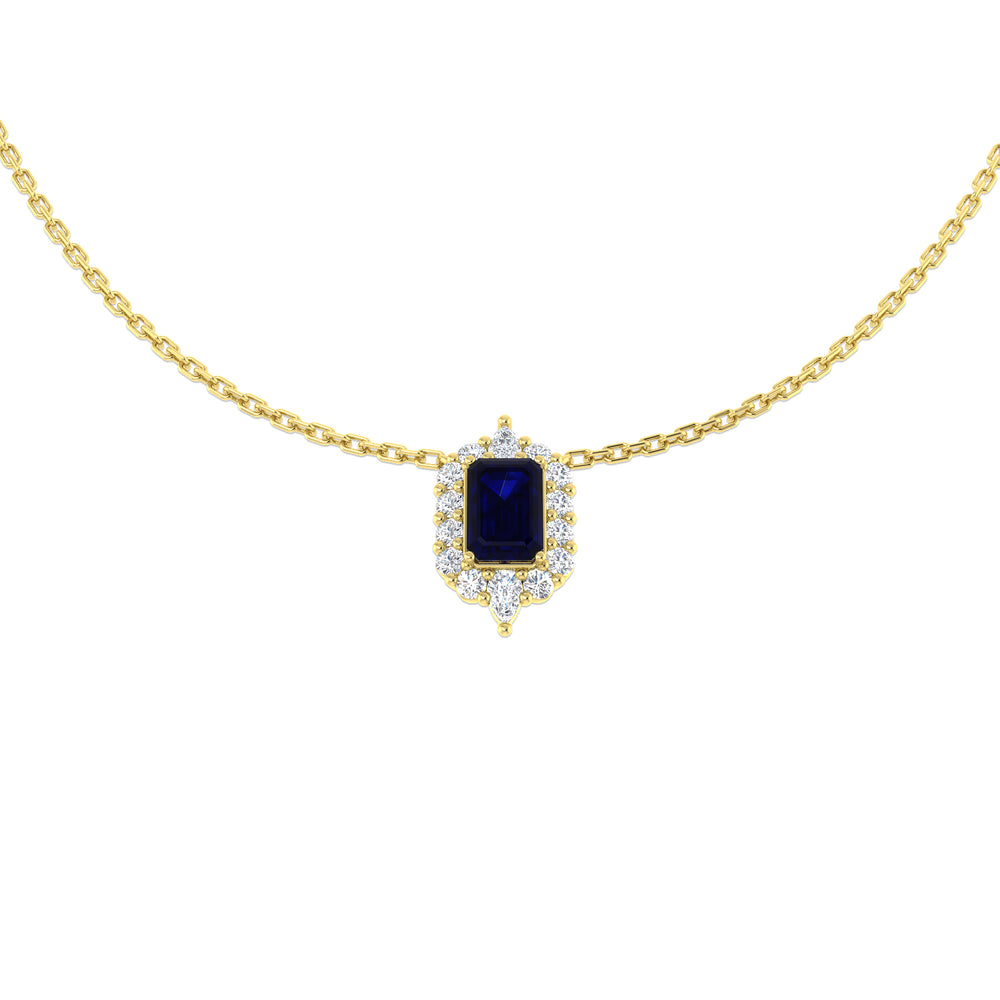 Amour Blue Sapphire Necklace 1ct Platinum Gold