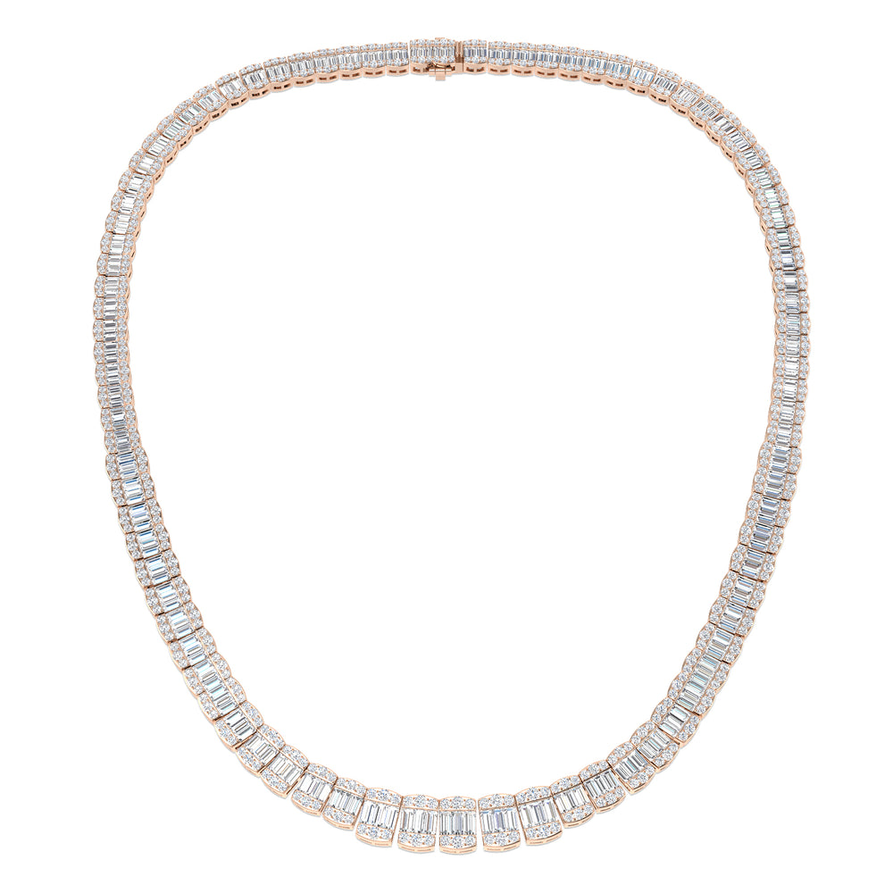 June Baguette Brilliant Necklace 13ct to 23ct Gold Platinum