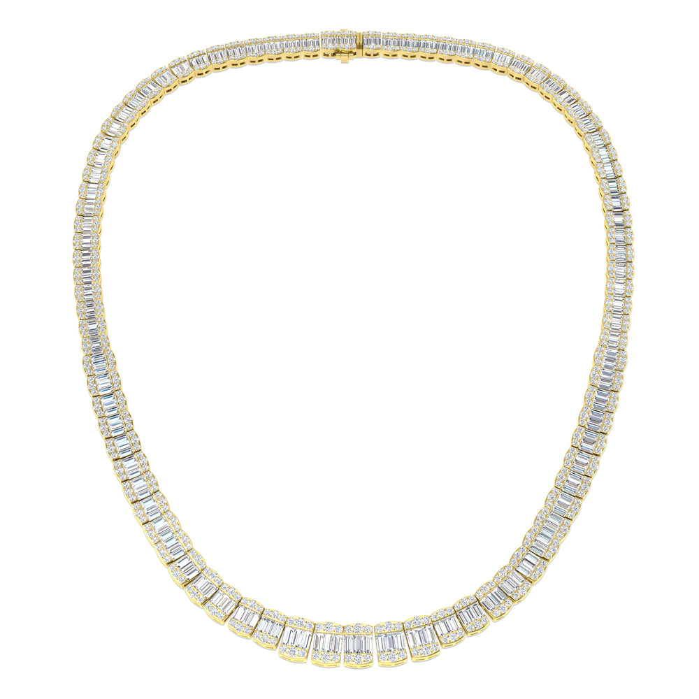 June Baguette Brilliant Necklace 13ct to 23ct Gold Platinum