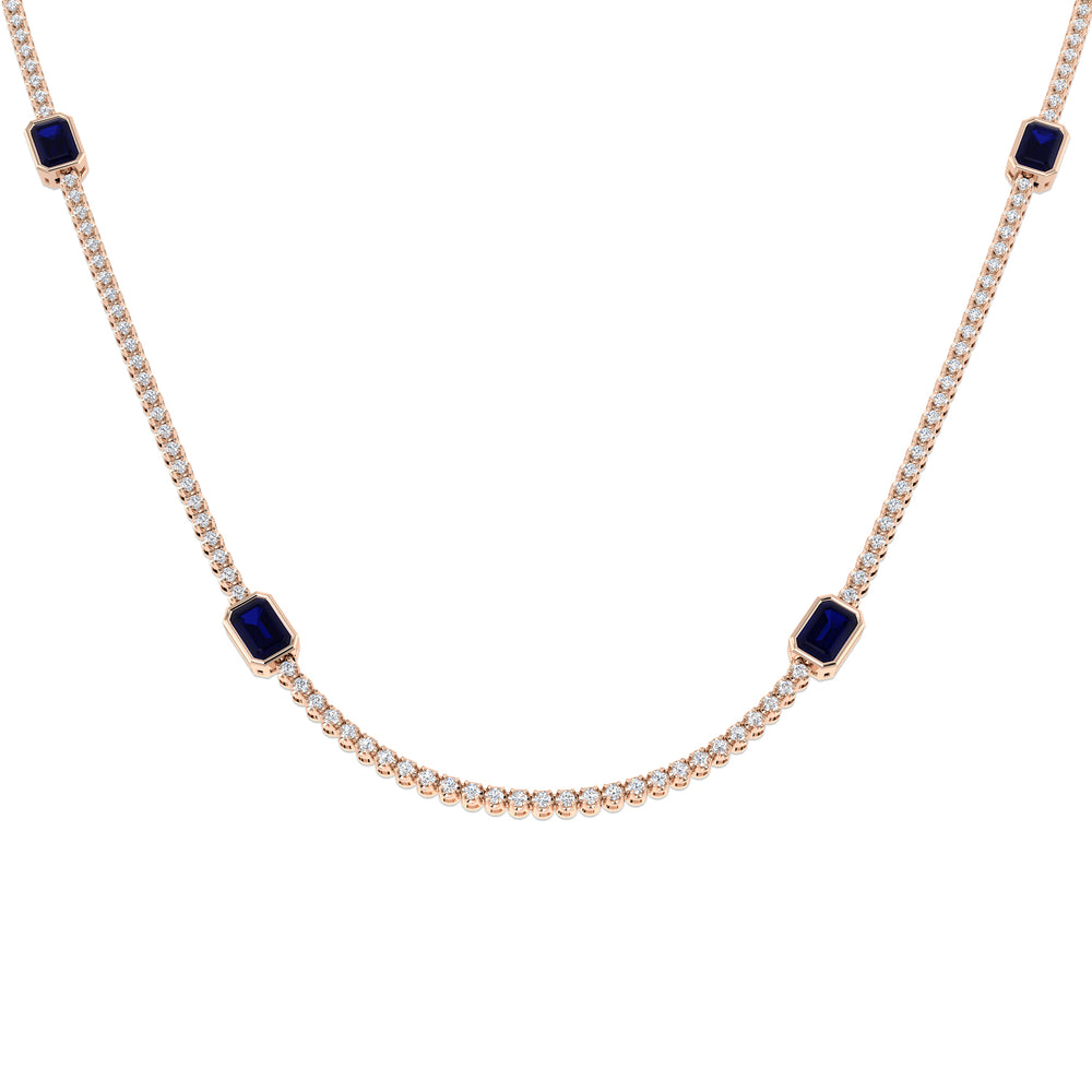 Avocs Blue Sapphire Necklace 6.5ct Gold Platinum