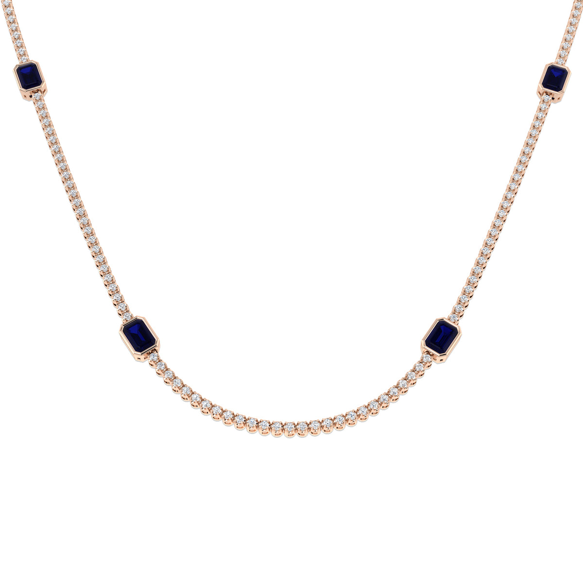Avocs Blue Sapphire Necklace 6.5ct Gold Platinum