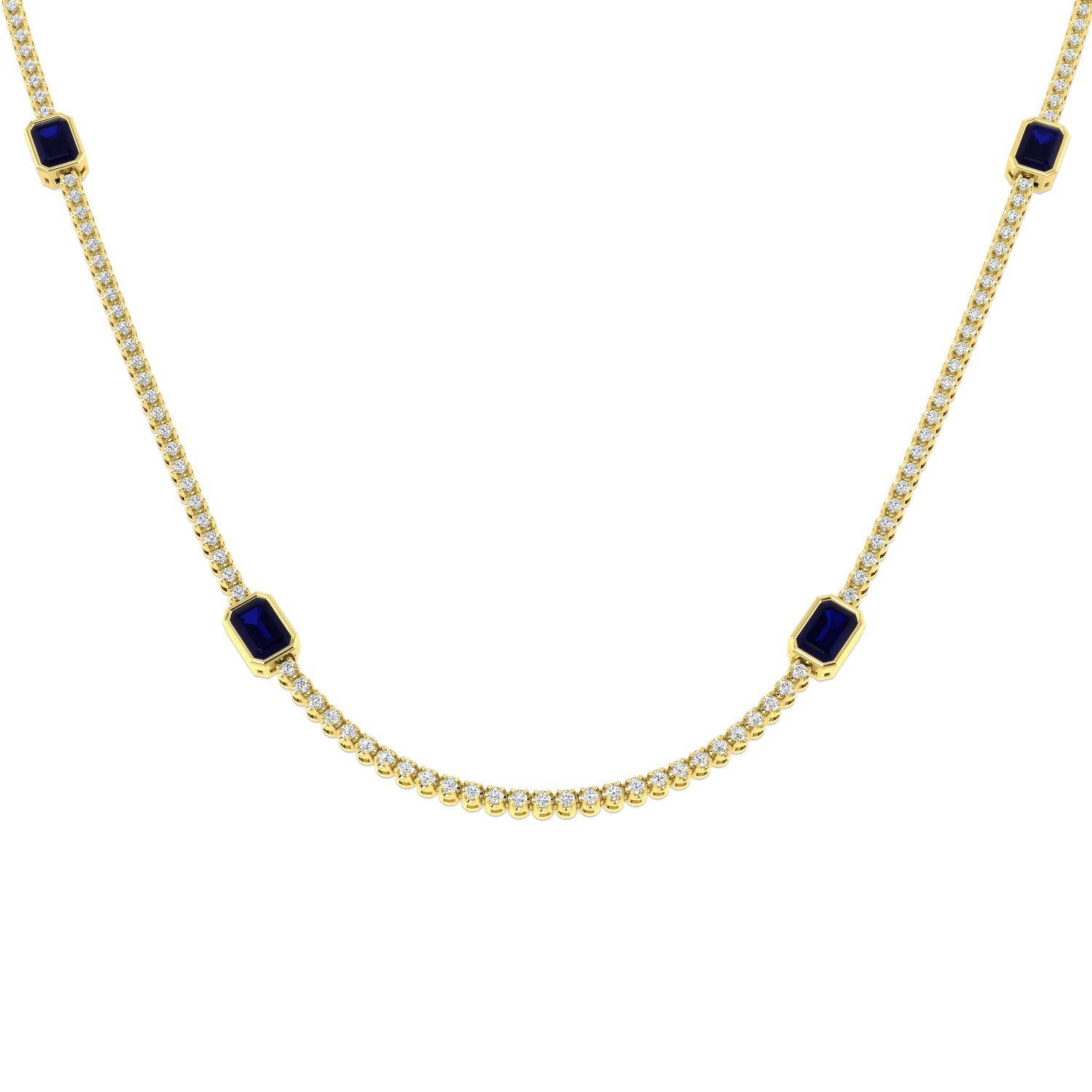 Avocs Blue Sapphire Necklace 6.5ct Gold Platinum