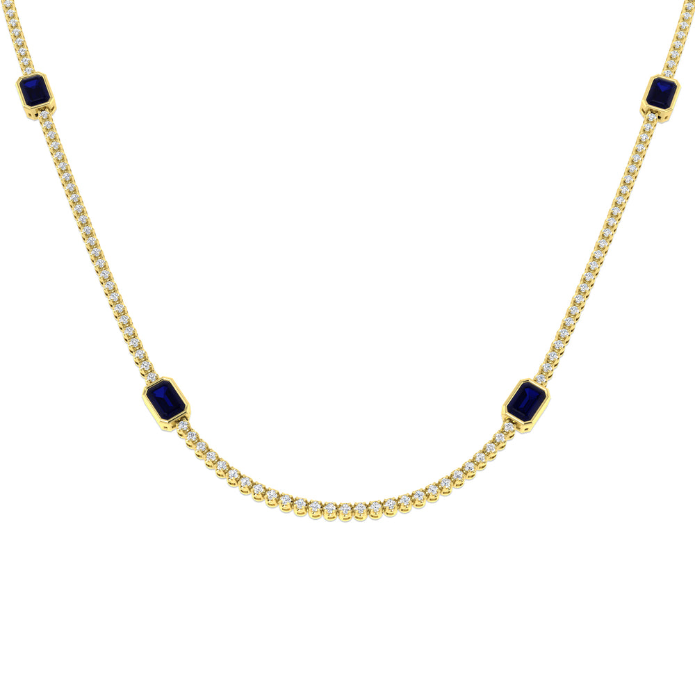 Avocs Blue Sapphire Necklace 6.5ct Gold Platinum