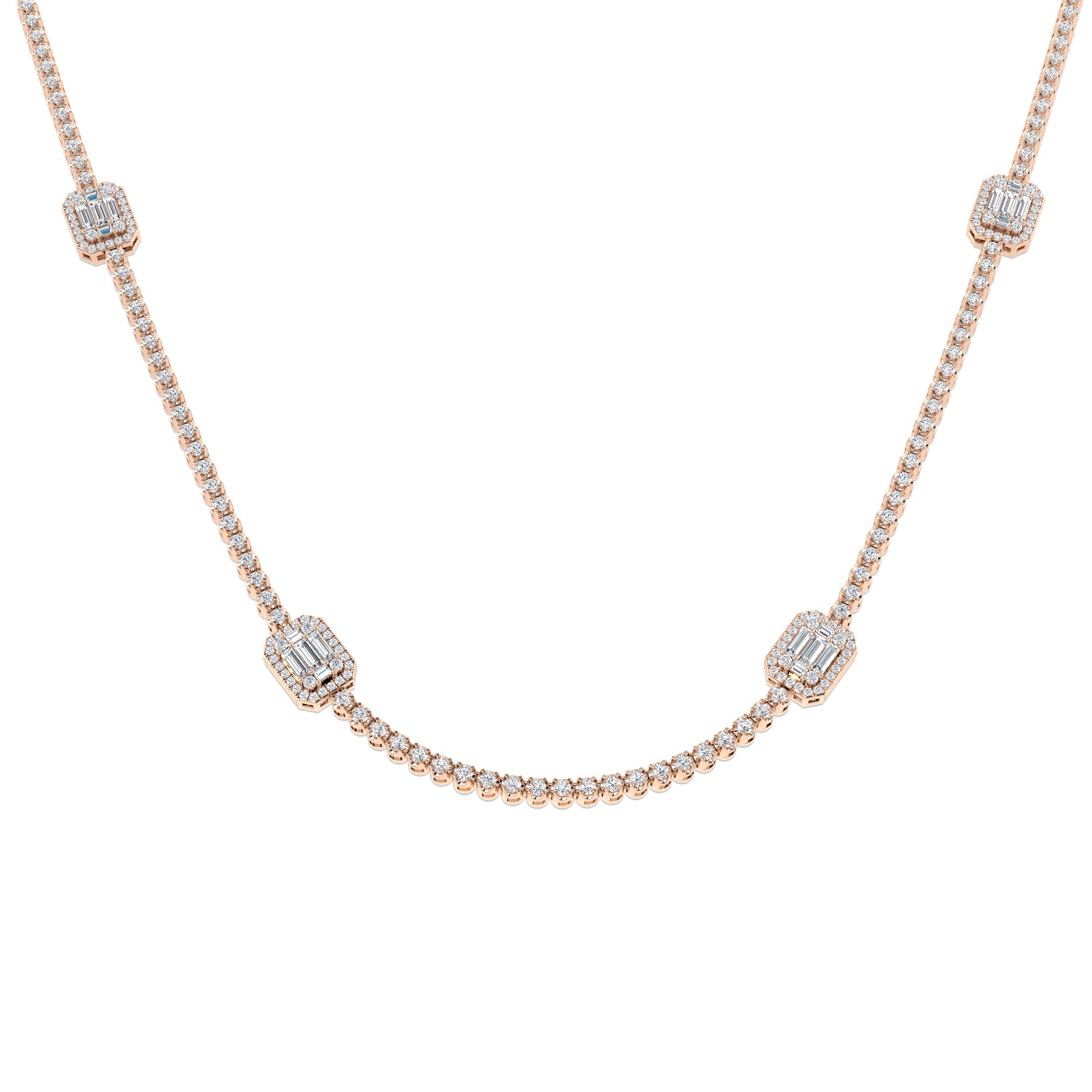 Angel Baguette Brilliant Necklace 3ct to 4.5ct Gold Platinum