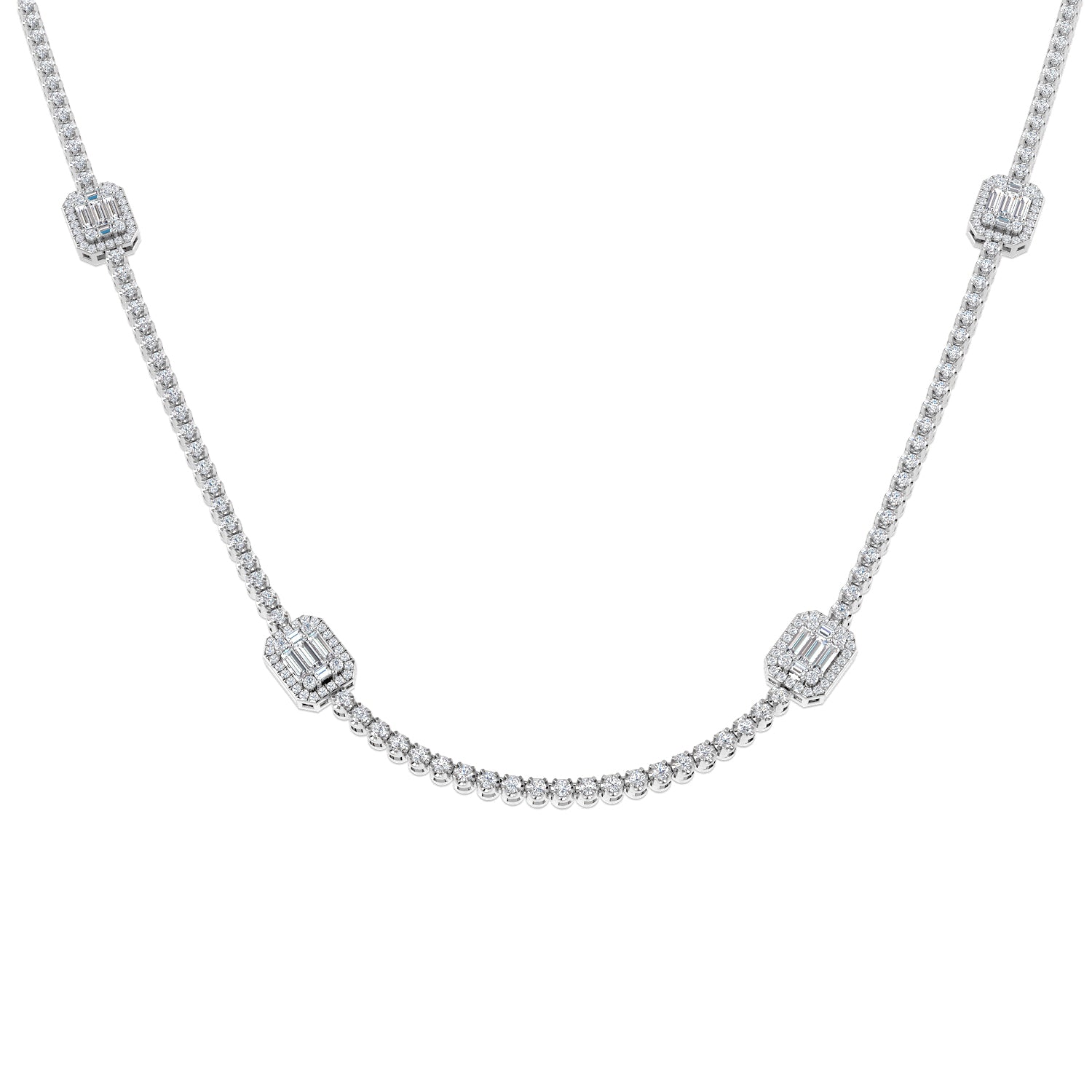 Angel Baguette Brilliant Necklace 3ct to 4.5ct Gold Platinum