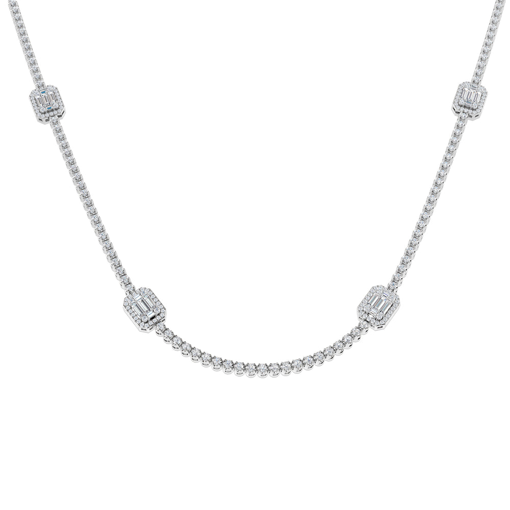 Angel Baguette Brilliant Necklace 3ct to 4.5ct Gold Platinum