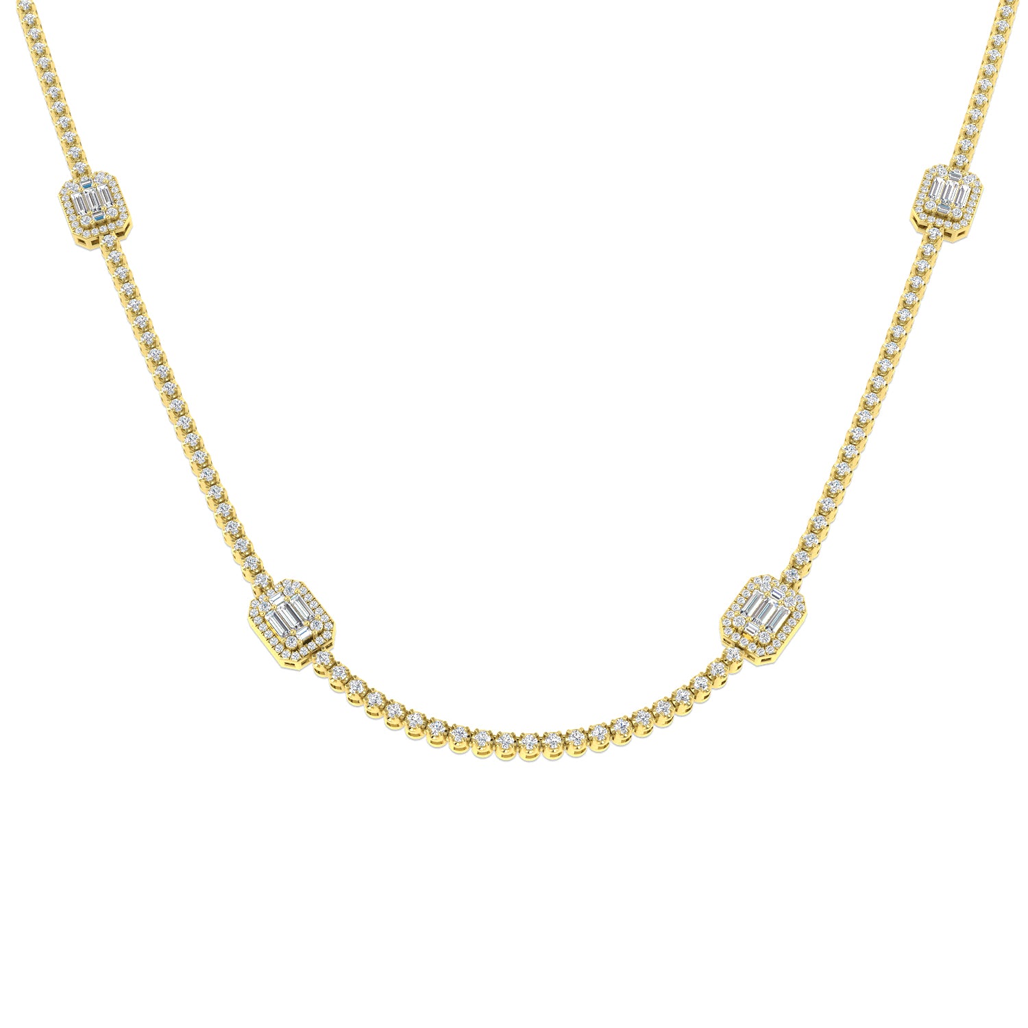 Angel Baguette Brilliant Necklace 3ct to 4.5ct Gold Platinum