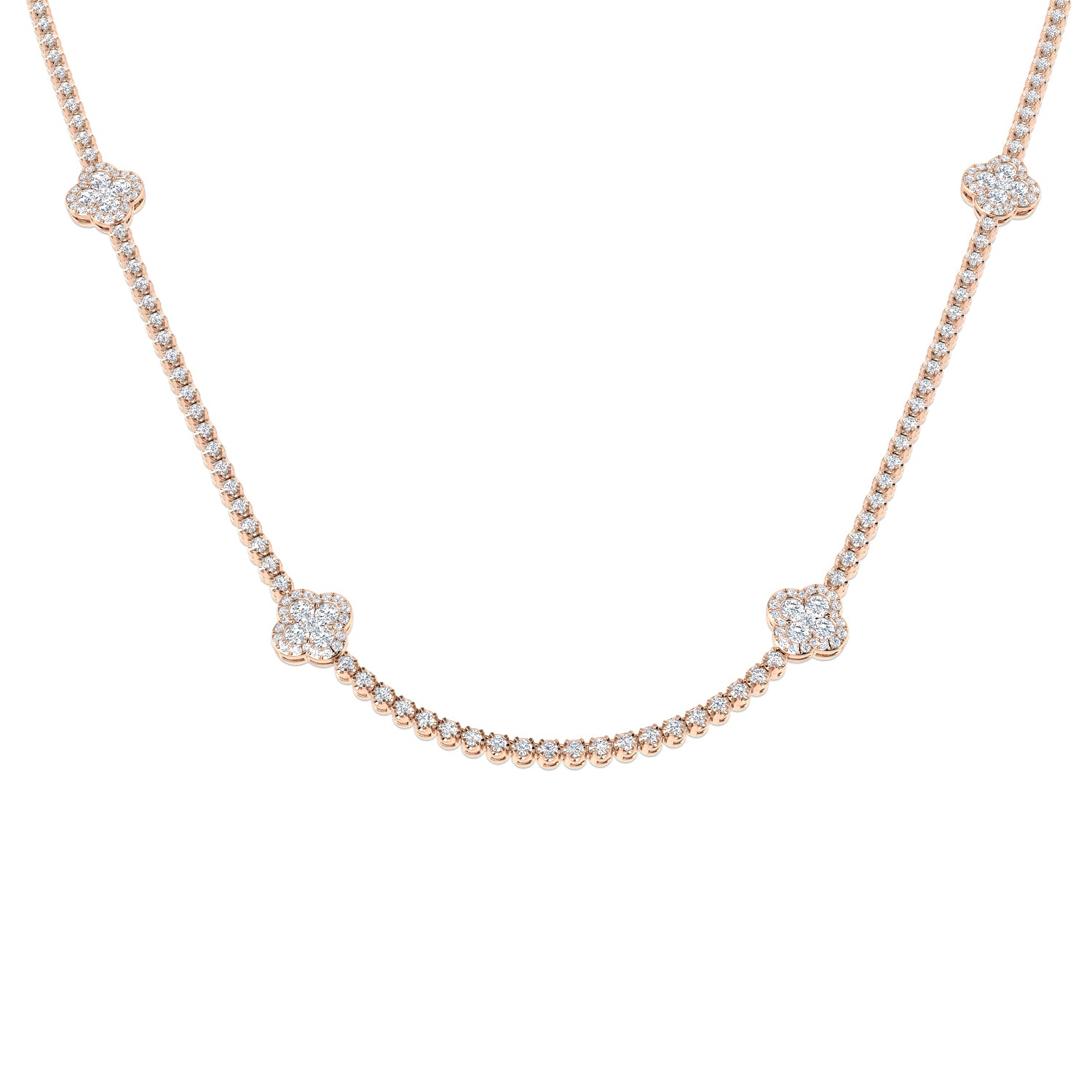 Angle Diamond Clover Necklace 4.5ct Gold Platinum