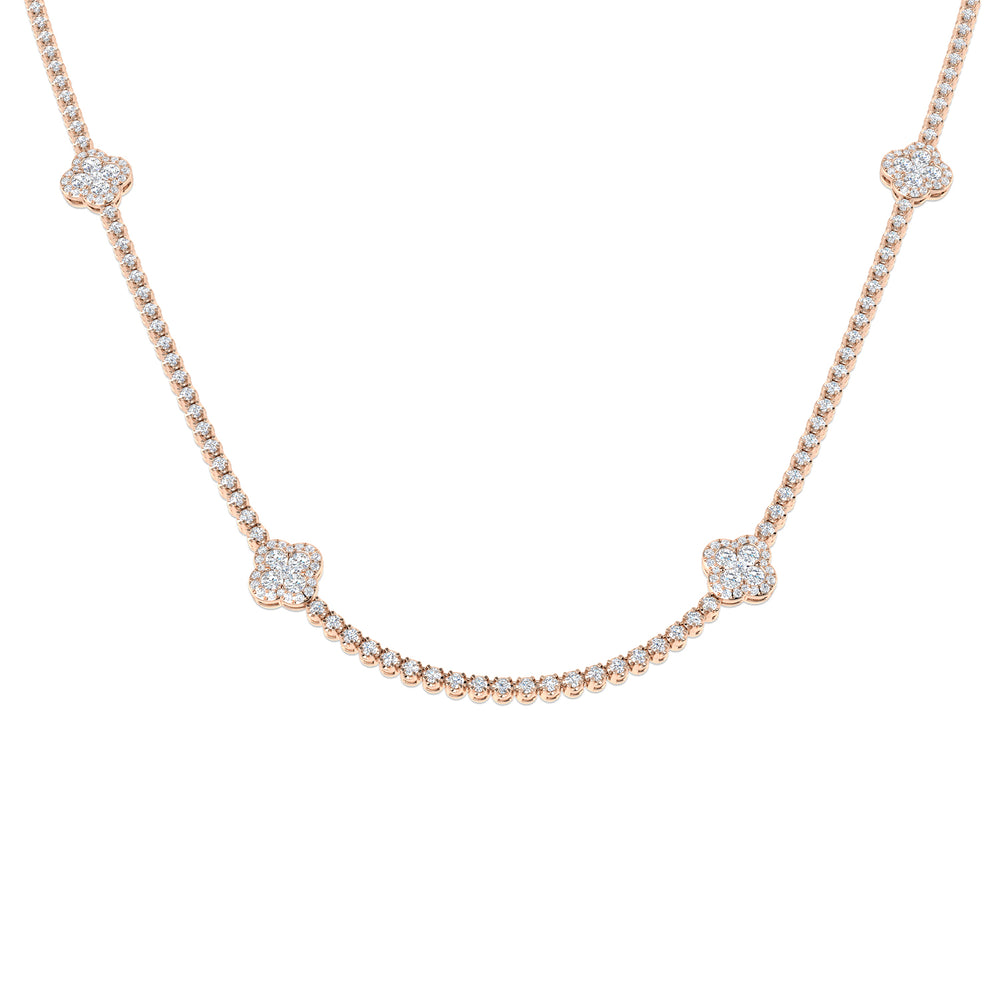 Angle Diamond Clover Necklace 4.5ct Gold Platinum
