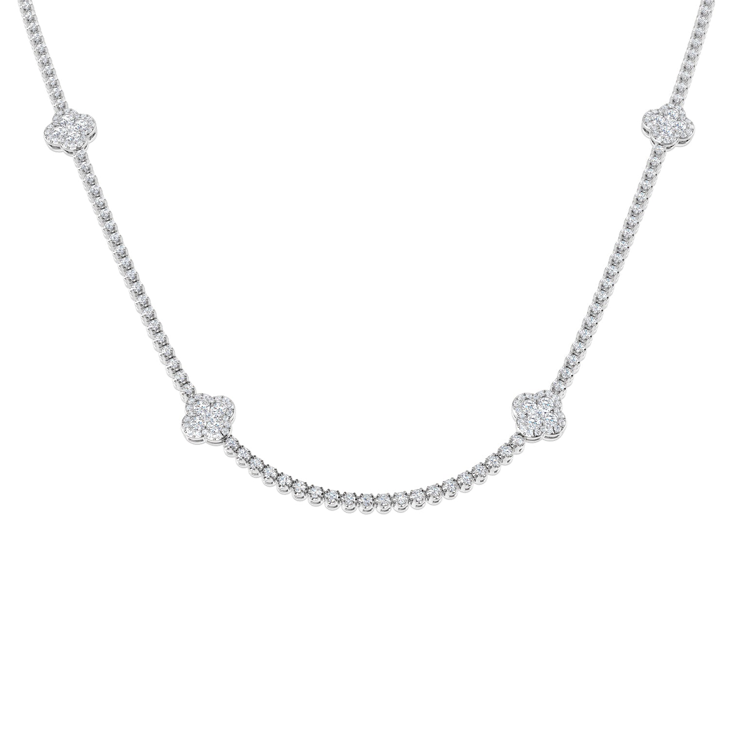 Angle Diamond Clover Necklace 4.5ct Gold Platinum