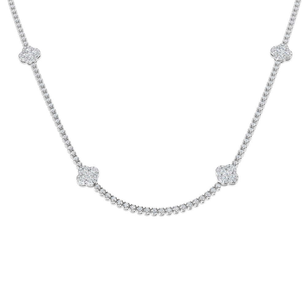 Angle Diamond Clover Necklace 4.5ct Gold Platinum