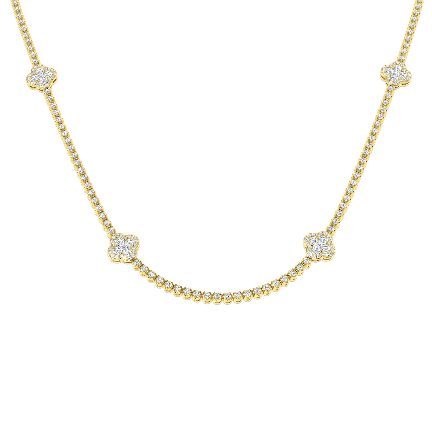 Angle Diamond Clover Necklace 4.5ct Gold Platinum