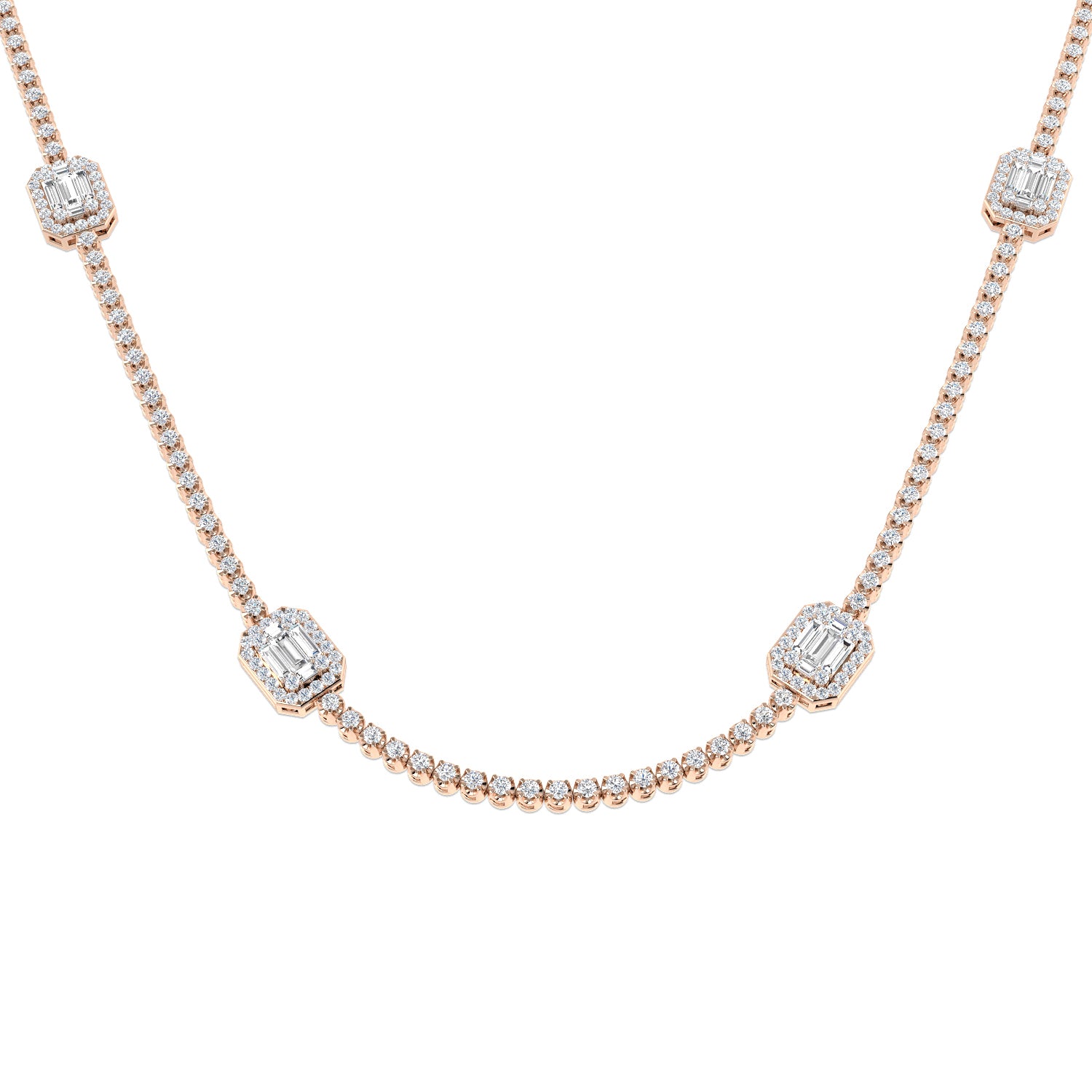 Angel Baguette Brilliant Necklace 3ct to 4.5ct Gold Platinum