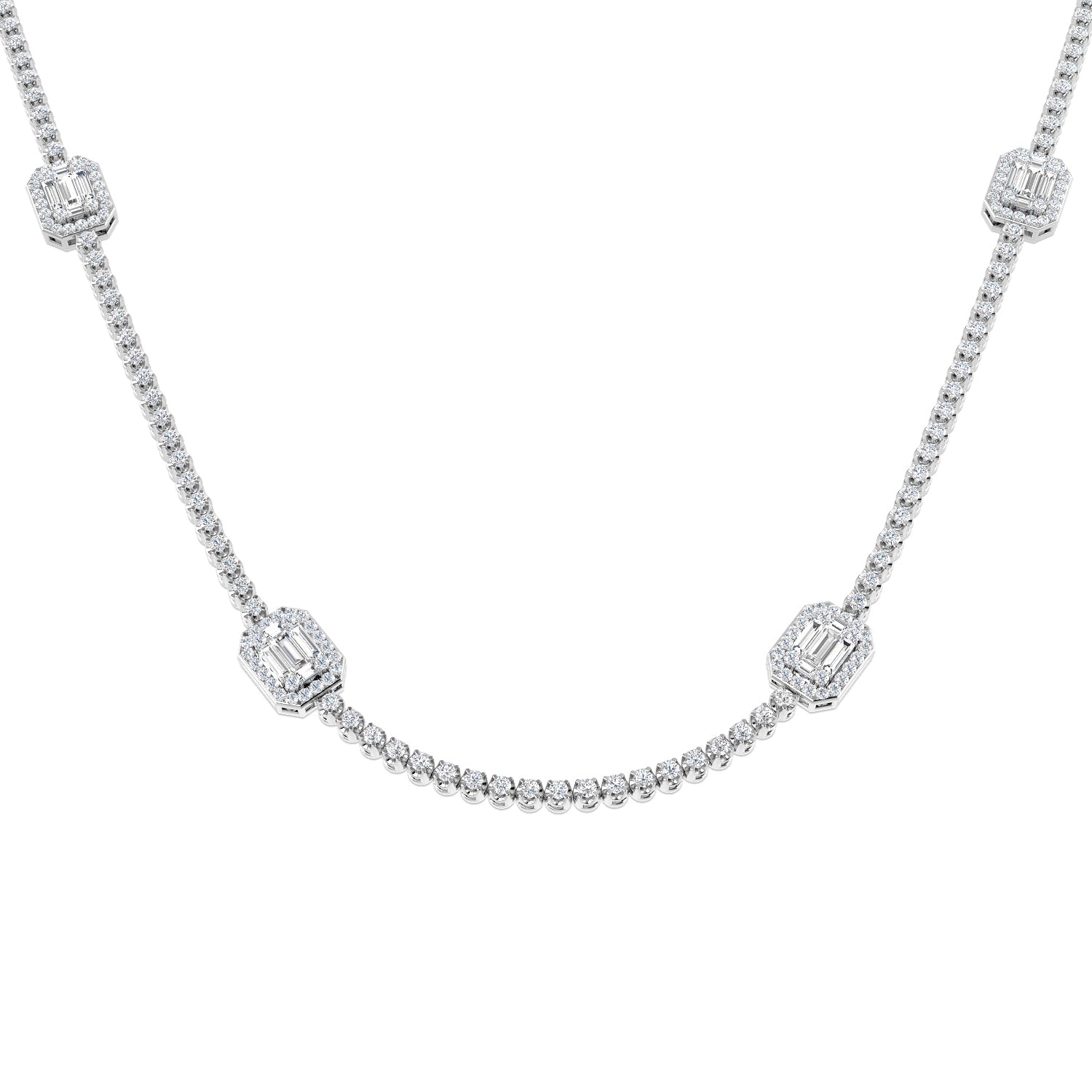 Angel Baguette Brilliant Necklace 3ct to 4.5ct Gold Platinum