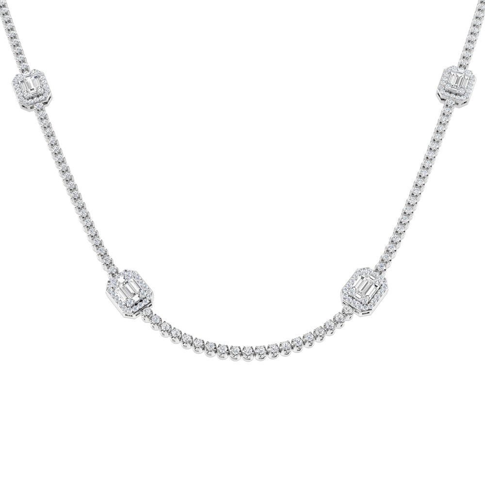 Angel Baguette Brilliant Necklace 3ct to 4.5ct Gold Platinum