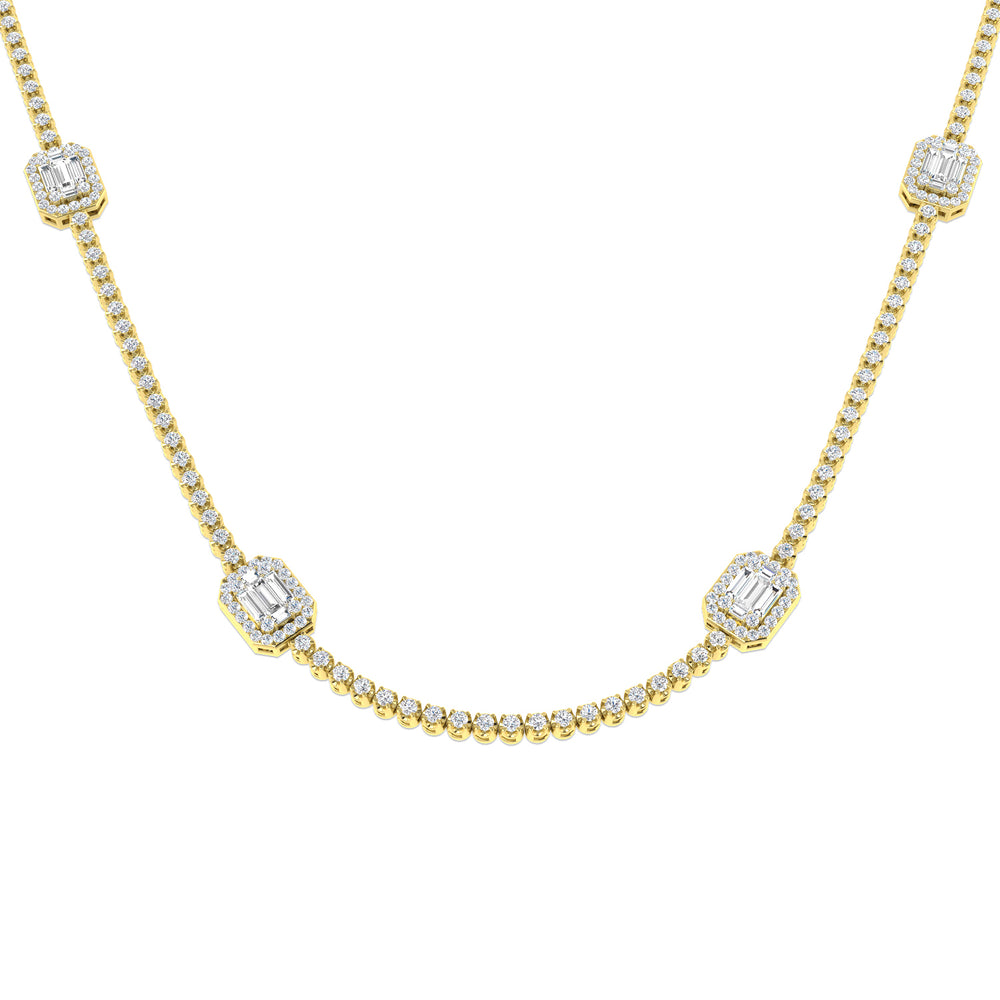 Angel Baguette Brilliant Necklace 3ct to 4.5ct Gold Platinum