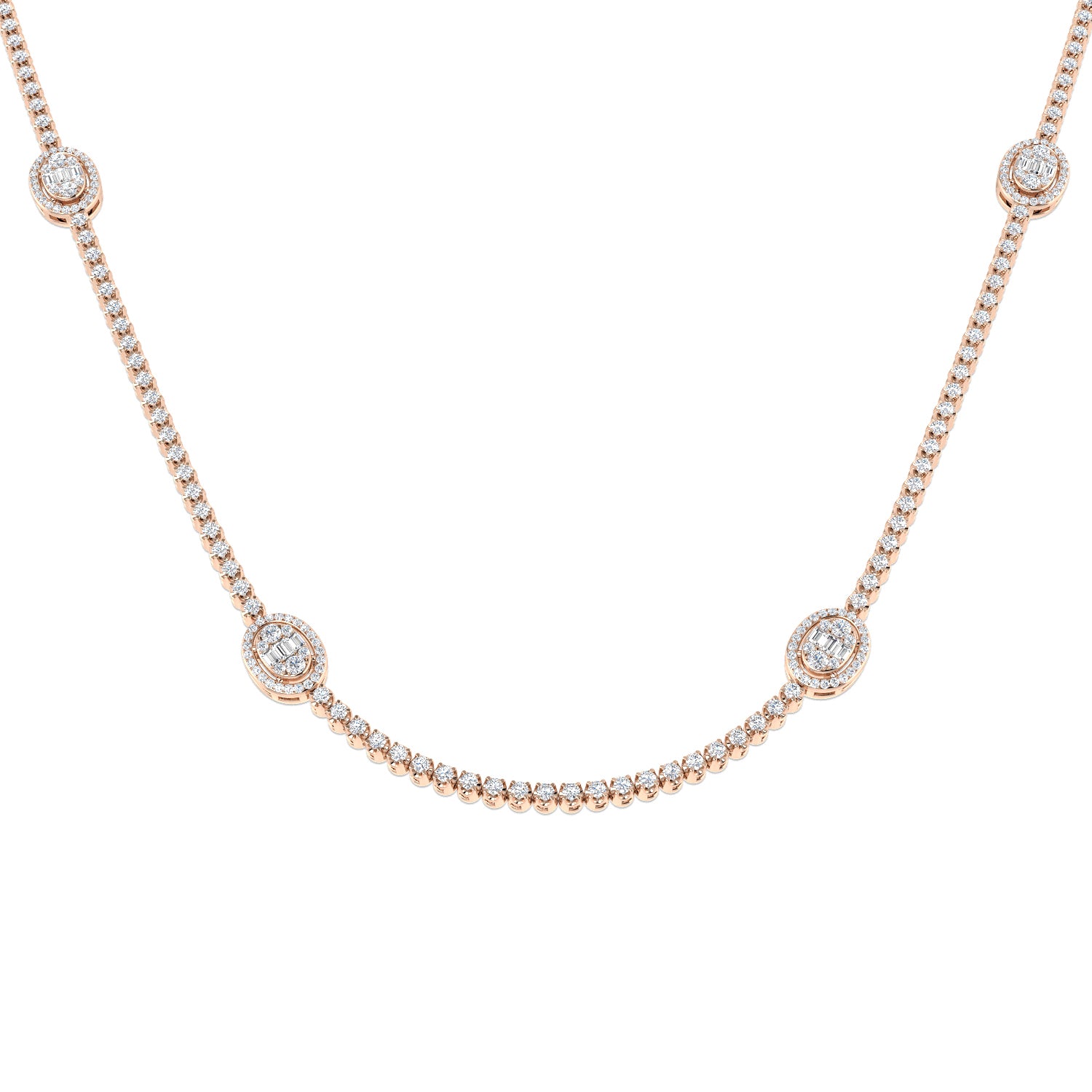 Angel Baguette Brilliant Necklace 3ct to 4.5ct Gold Platinum