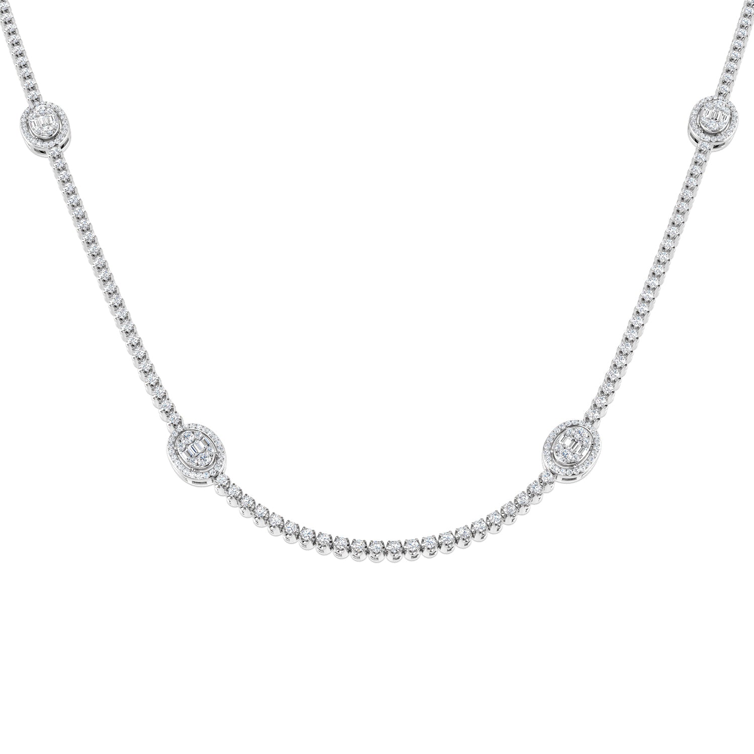 Angel Baguette Brilliant Necklace 3ct to 4.5ct Gold Platinum