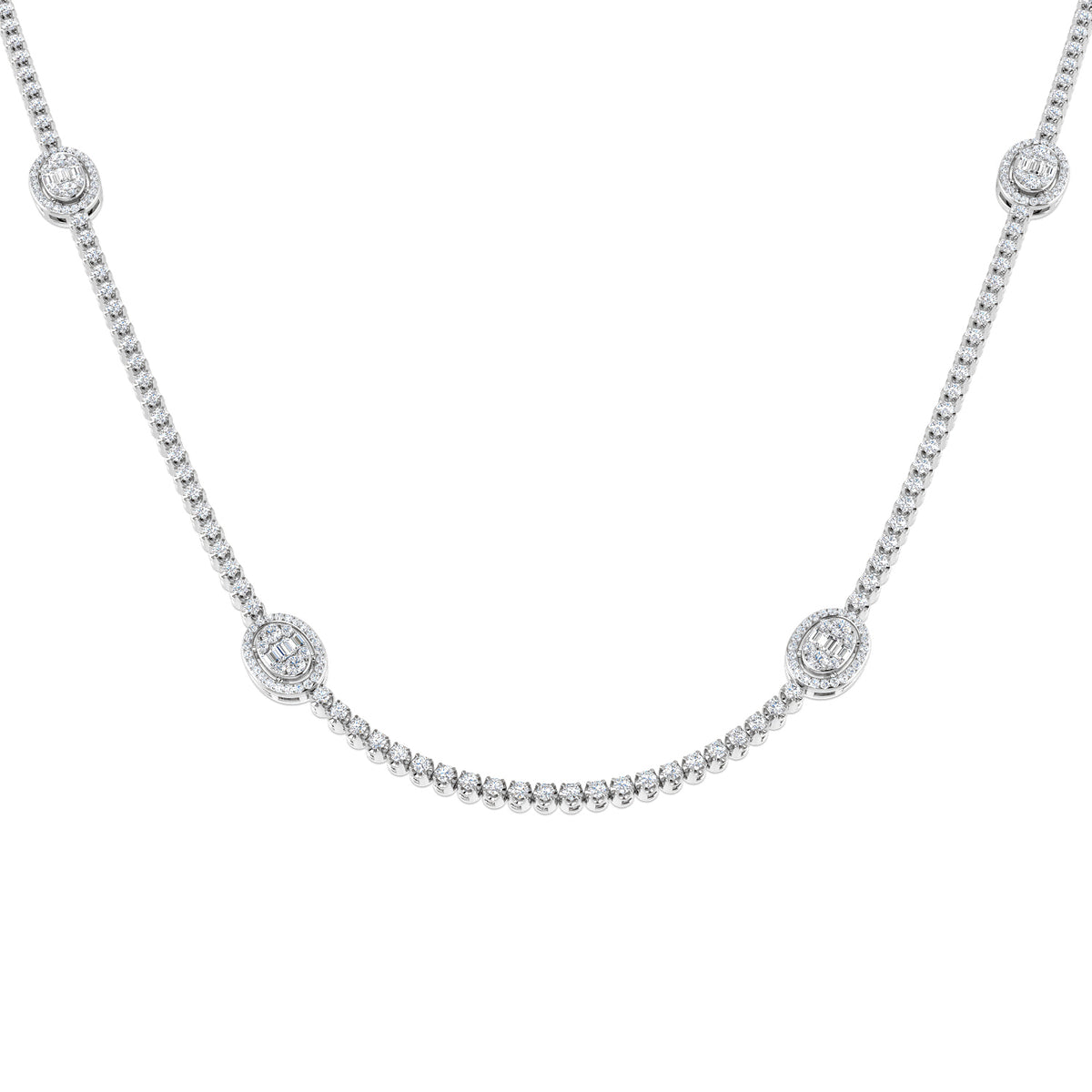 Angel Baguette Brilliant Necklace 3ct to 4.5ct Gold Platinum
