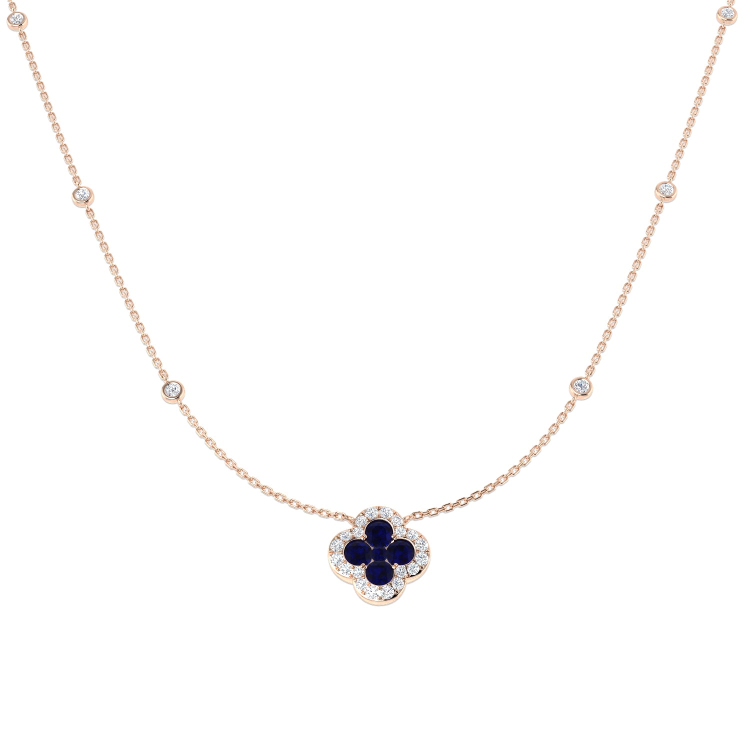 Anime Blue Sapphire Necklace 1.25ct to 1.75ct Gold Platinum