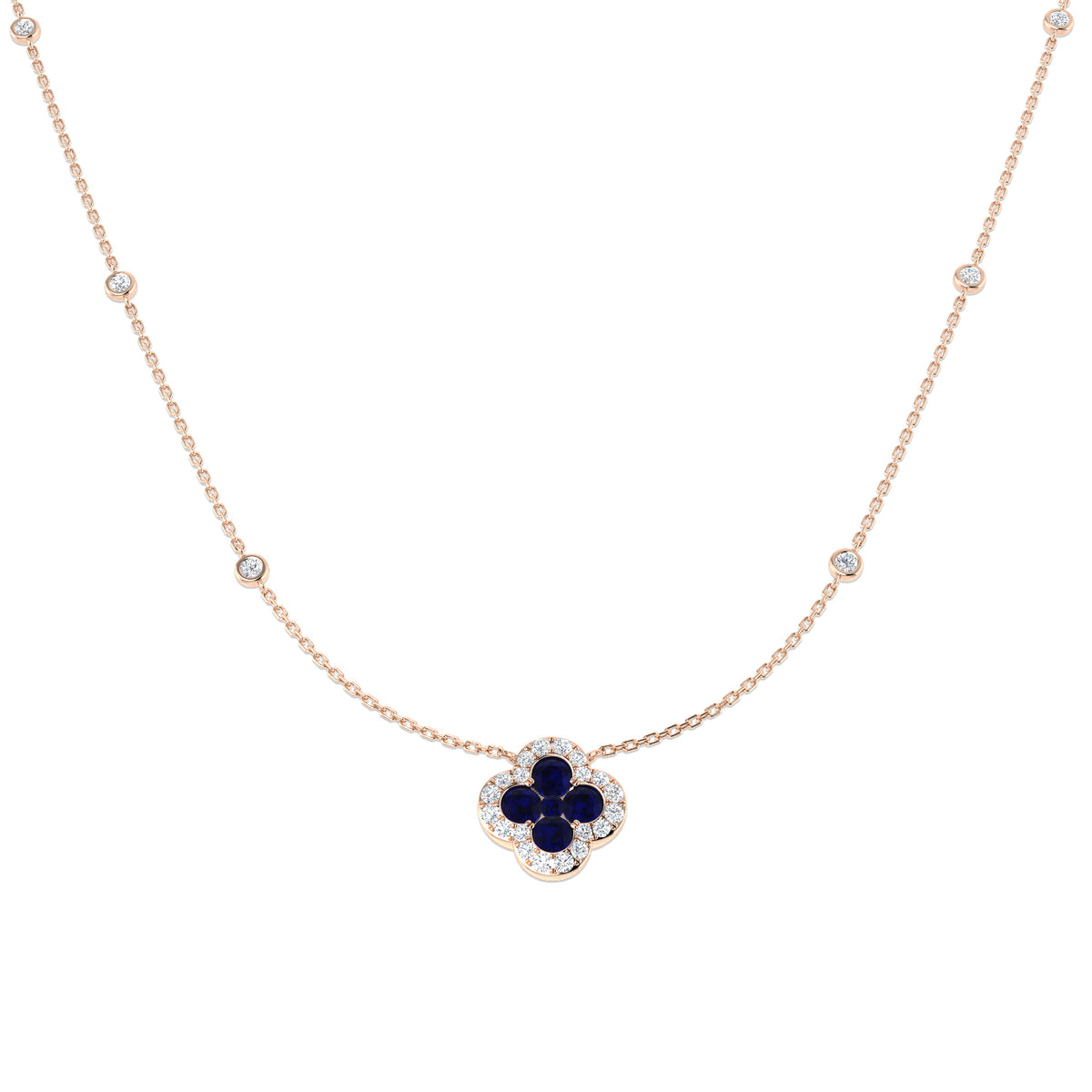 Anime Blue Sapphire Necklace 1.25ct to 1.75ct Gold Platinum