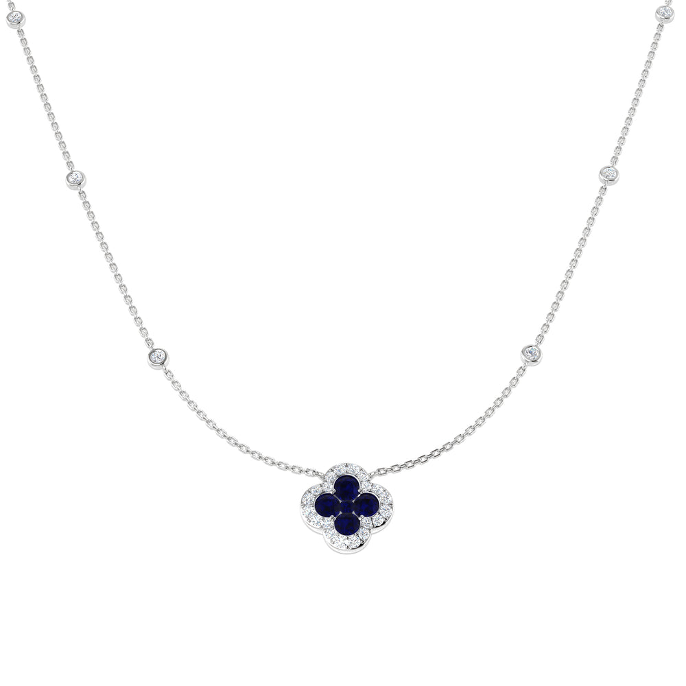 Anime Blue Sapphire Necklace 1.25ct to 1.75ct Gold Platinum