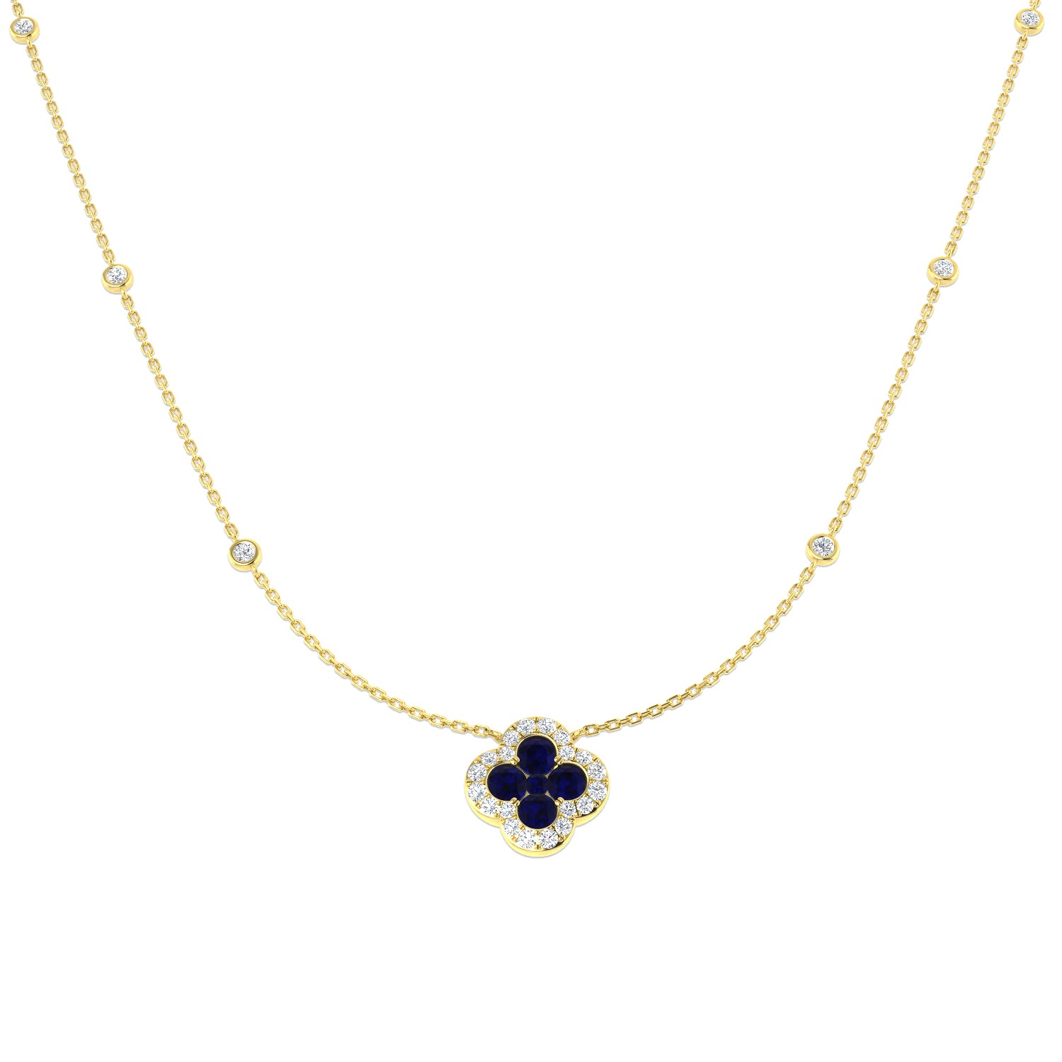 Anime Blue Sapphire Necklace 1.25ct to 1.75ct Gold Platinum