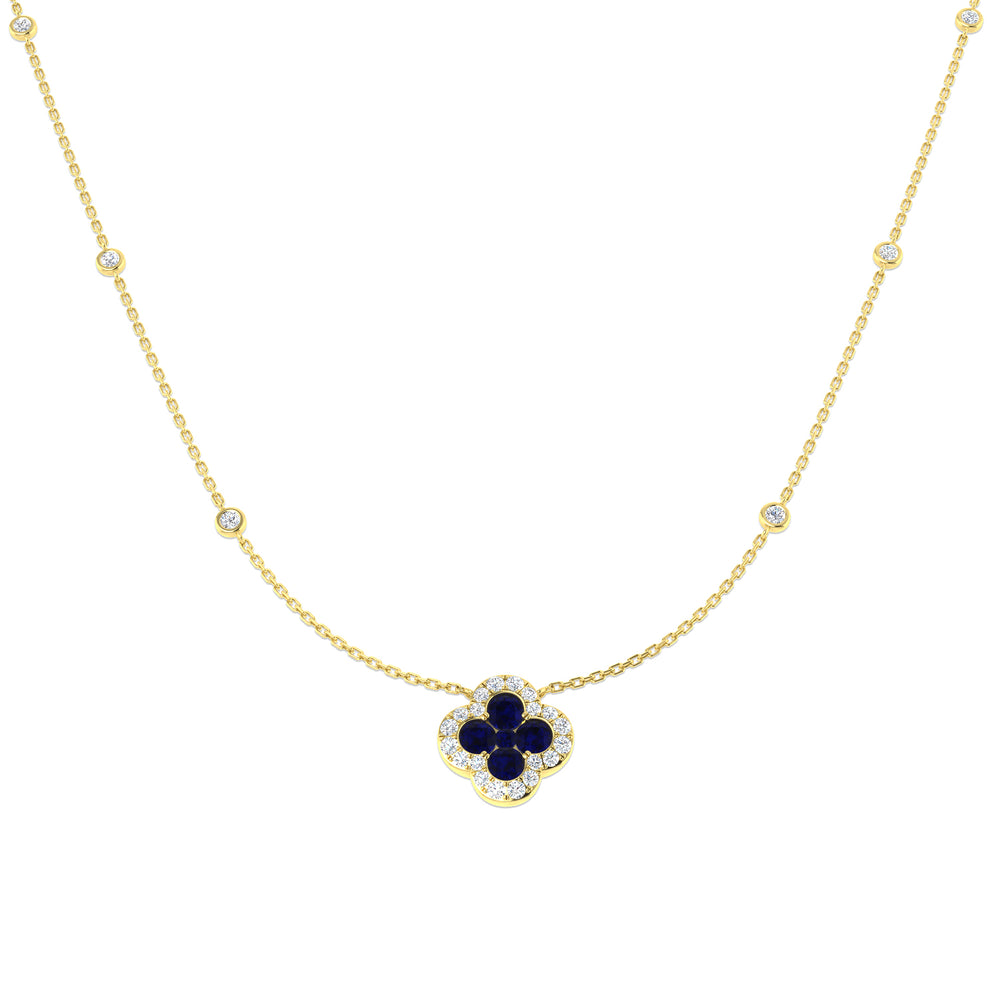 Anime Blue Sapphire Necklace 1.25ct to 1.75ct Gold Platinum