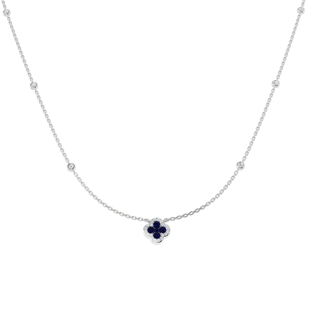 Angry Blue Sapphire Necklace 0.5ct to 1.25ct Gold Platinum