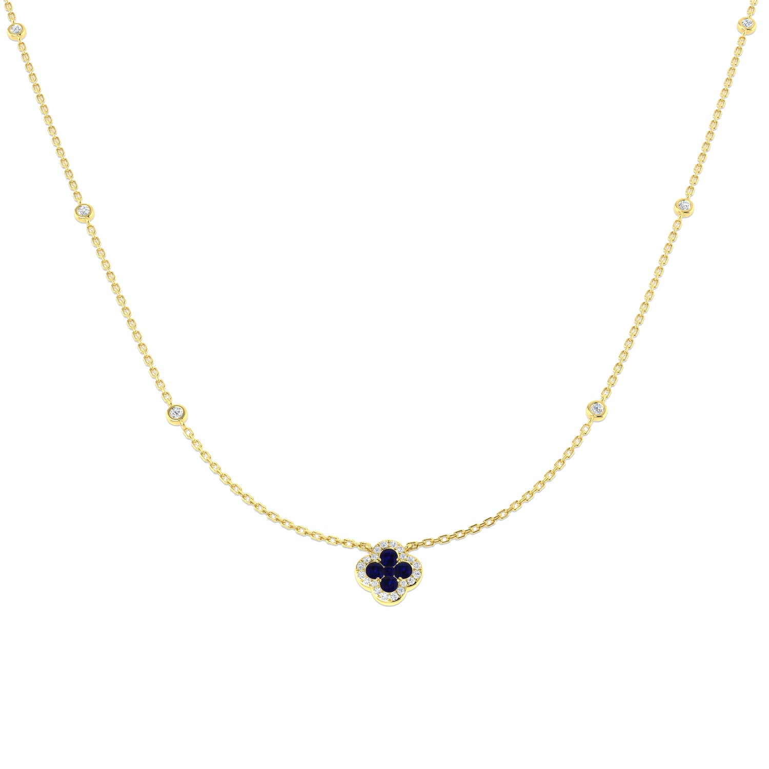 Angry Blue Sapphire Necklace 0.5ct to 1.25ct Gold Platinum