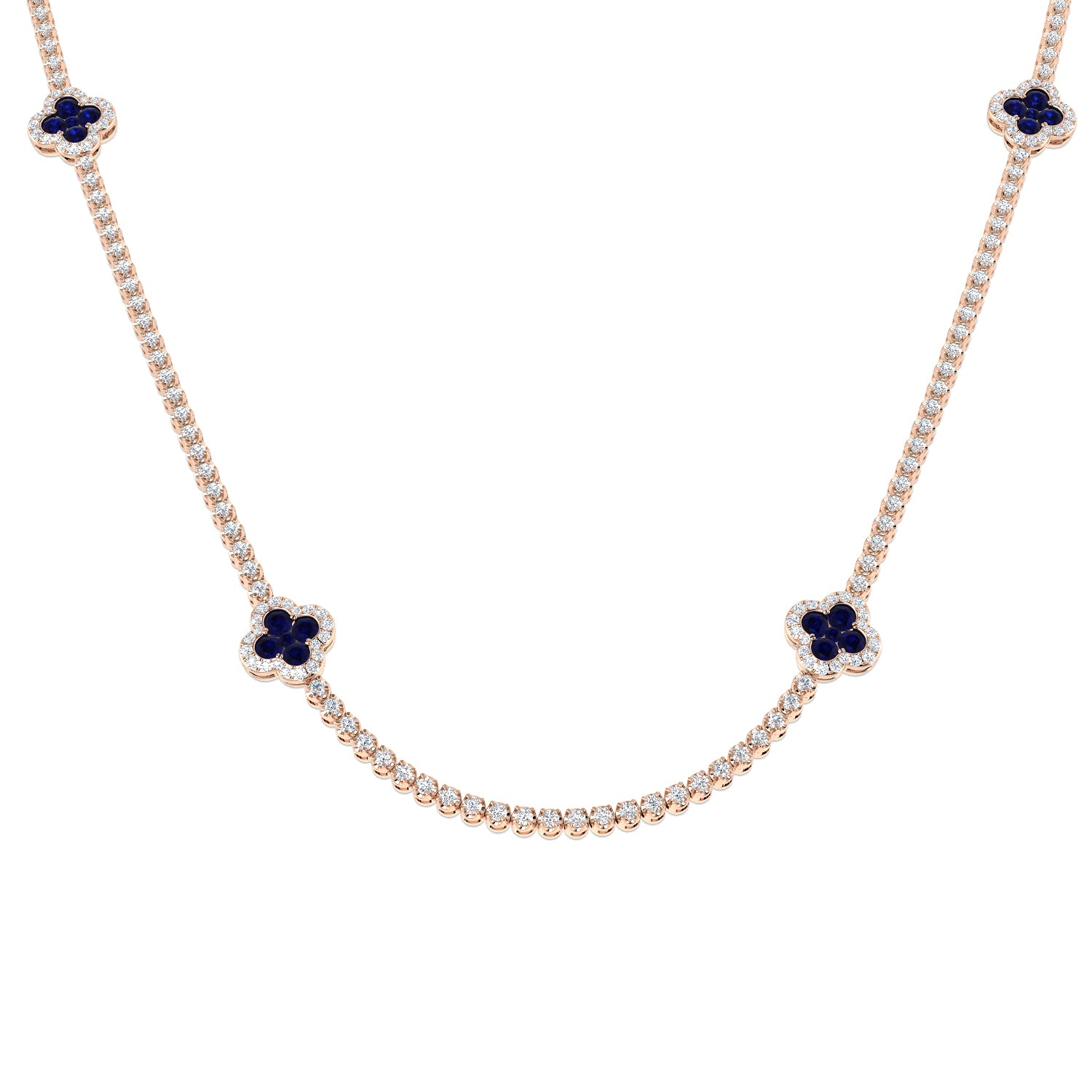 Aniso Blue Sapphire Necklace 7ct to 8ct Platinum Gold
