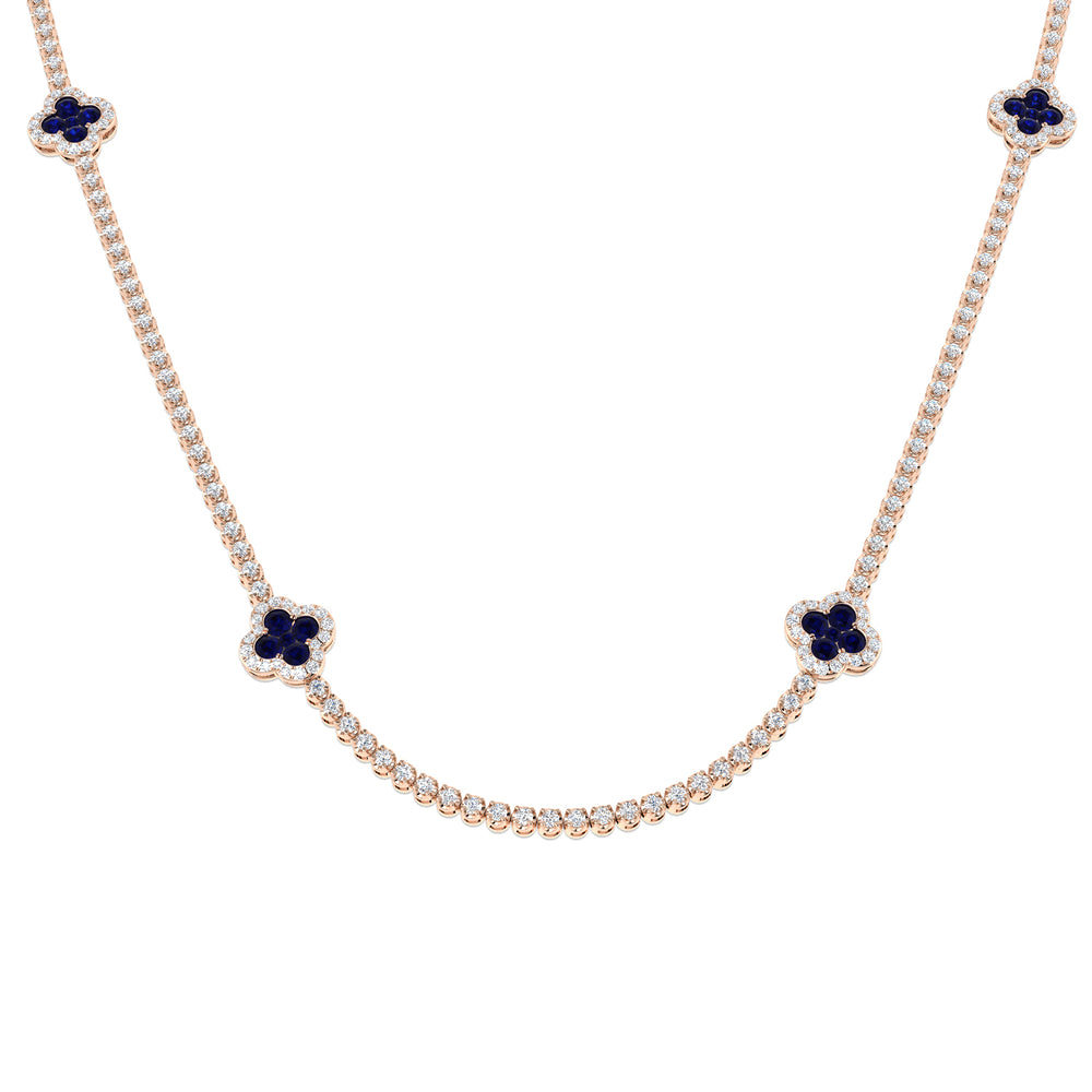 Aniso Blue Sapphire Necklace 7ct to 8ct Platinum Gold