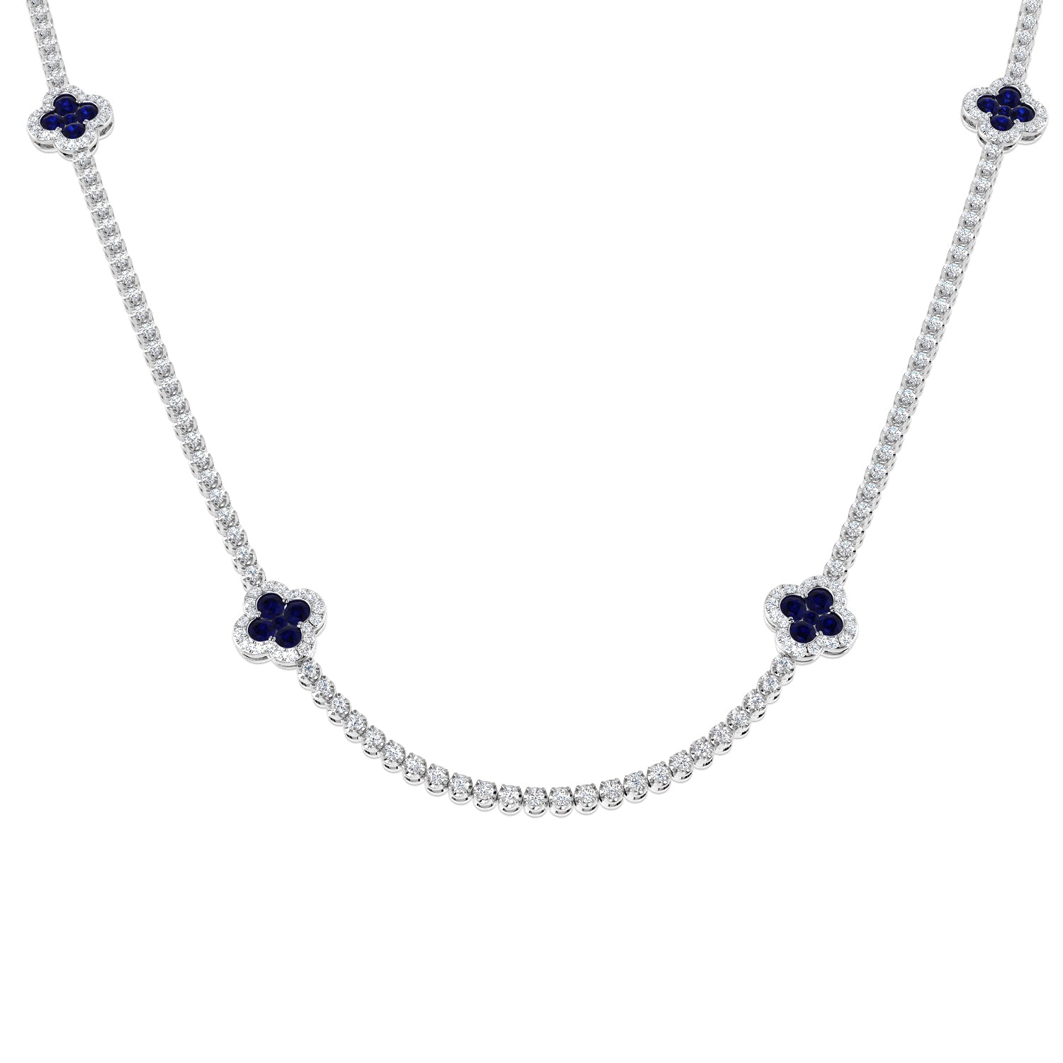 Aniso Blue Sapphire Necklace 7ct to 8ct Platinum Gold