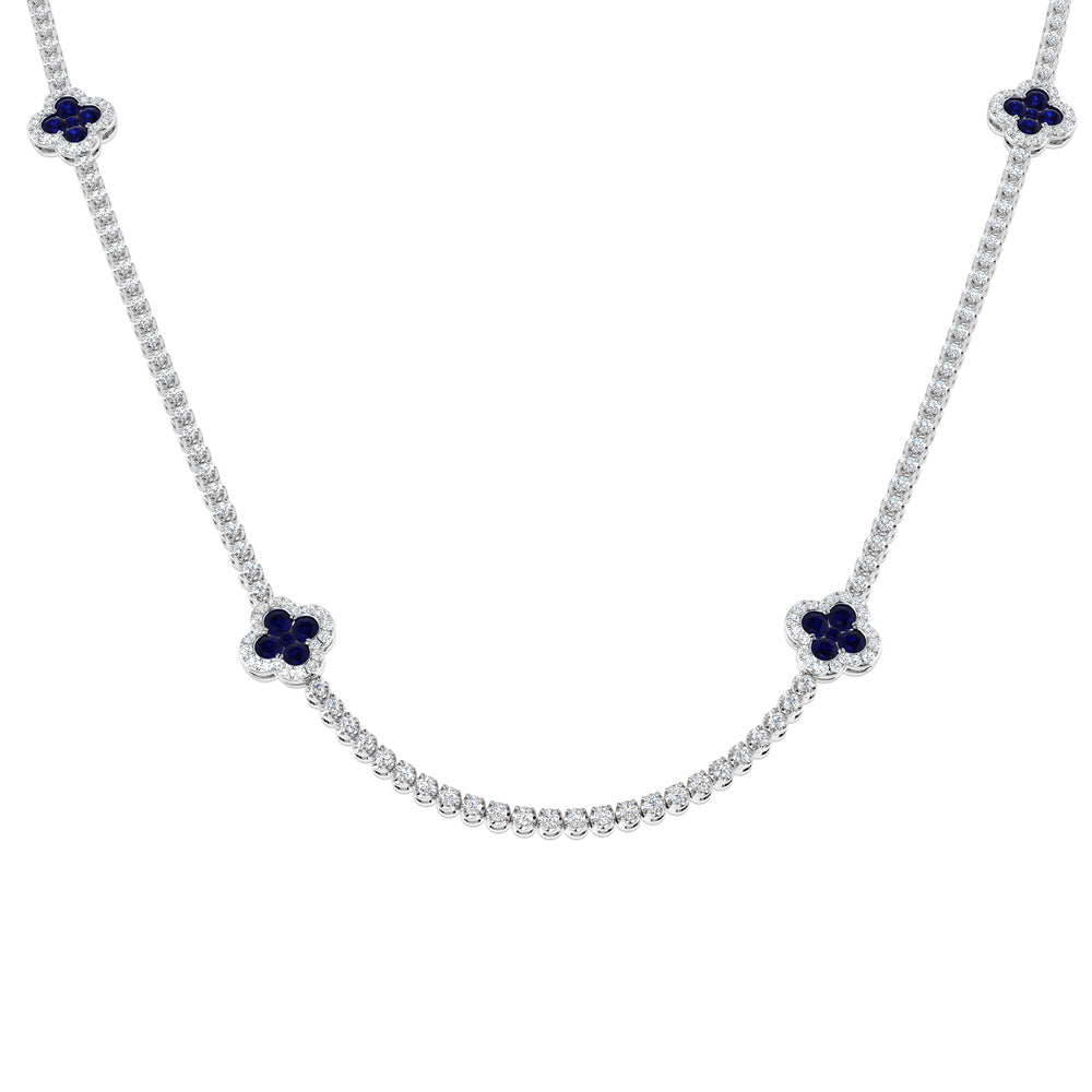 Aniso Blue Sapphire Necklace 7ct to 8ct Platinum Gold