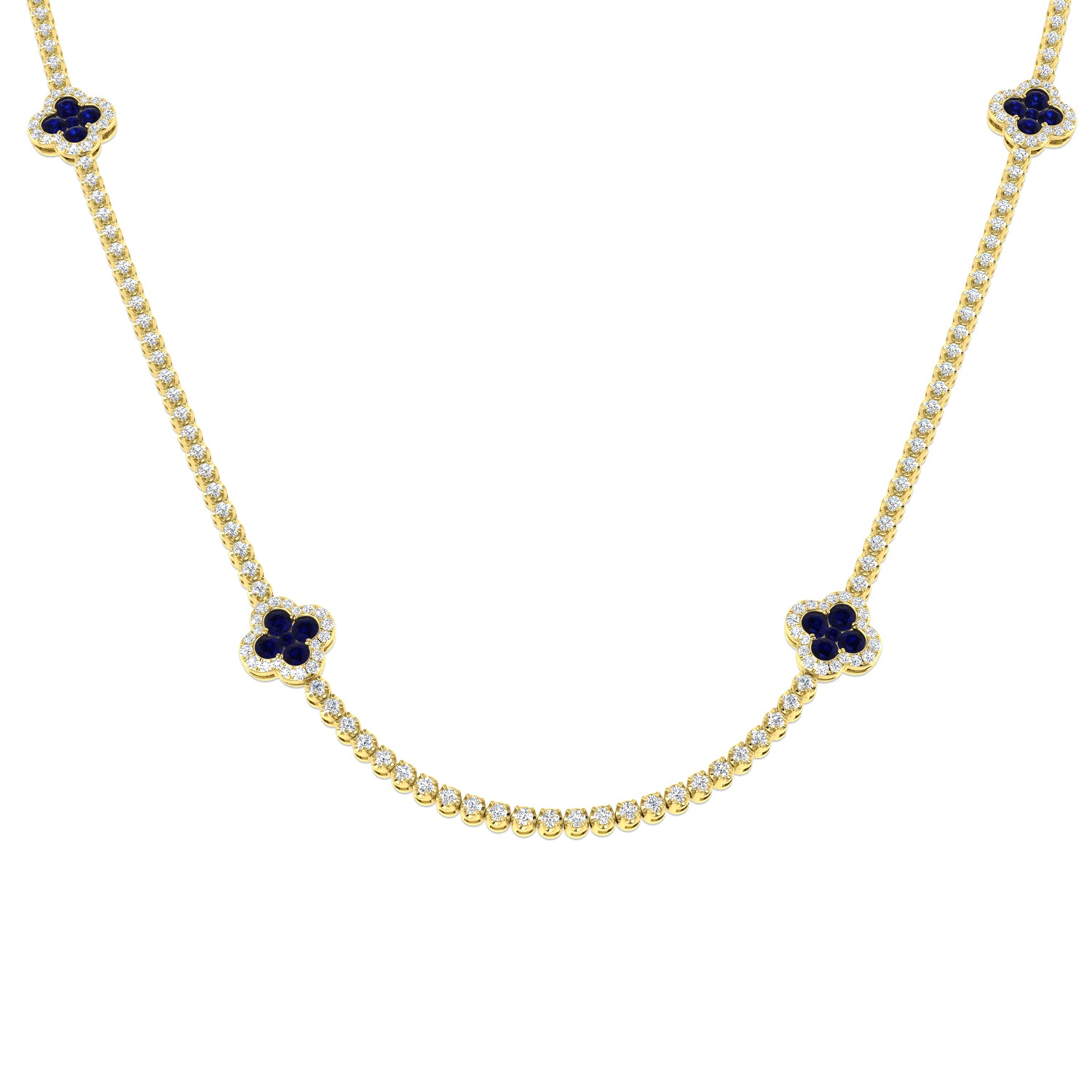 Aniso Blue Sapphire Necklace 7ct to 8ct Platinum Gold