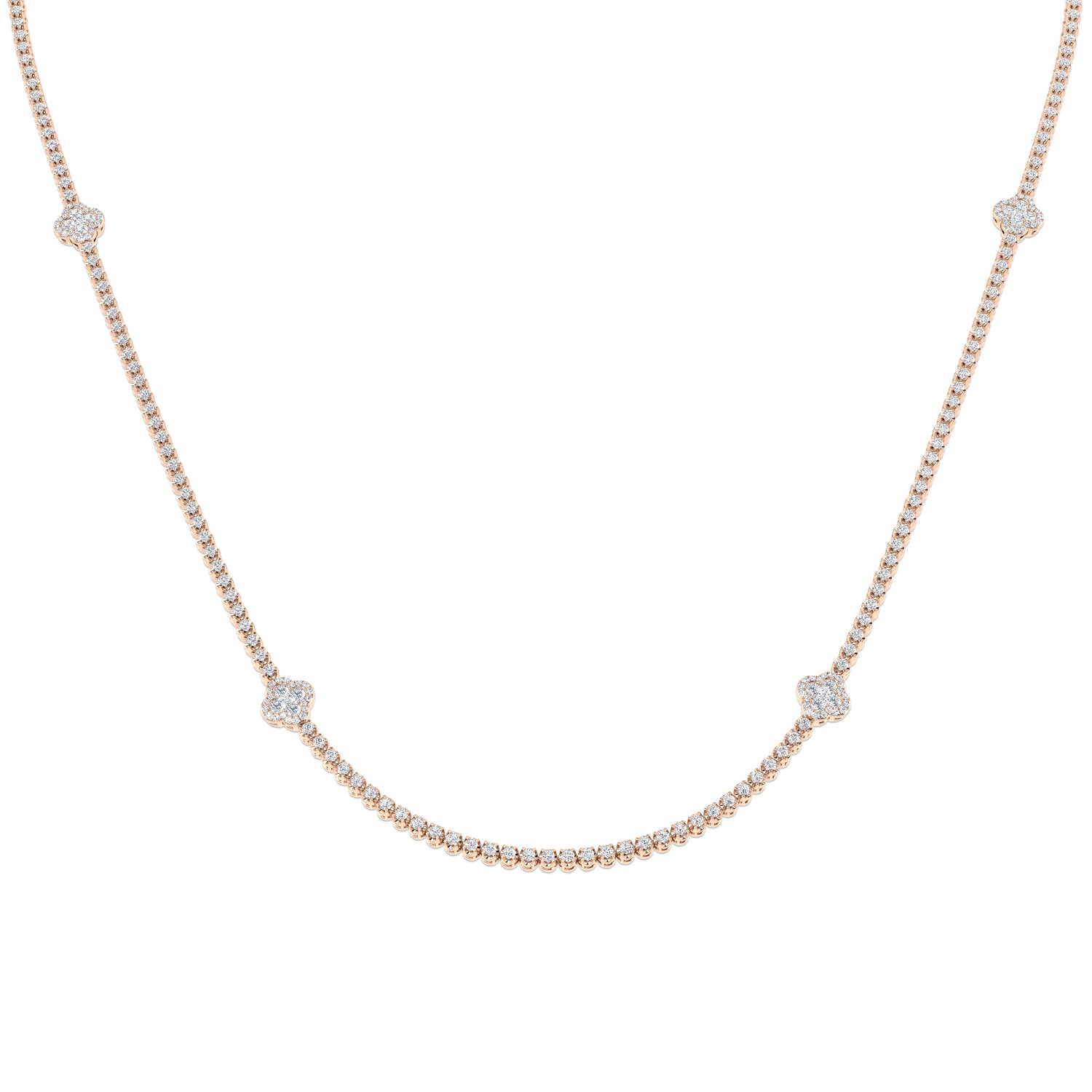 Angle Diamond Clover Necklace 4.5ct Gold Platinum