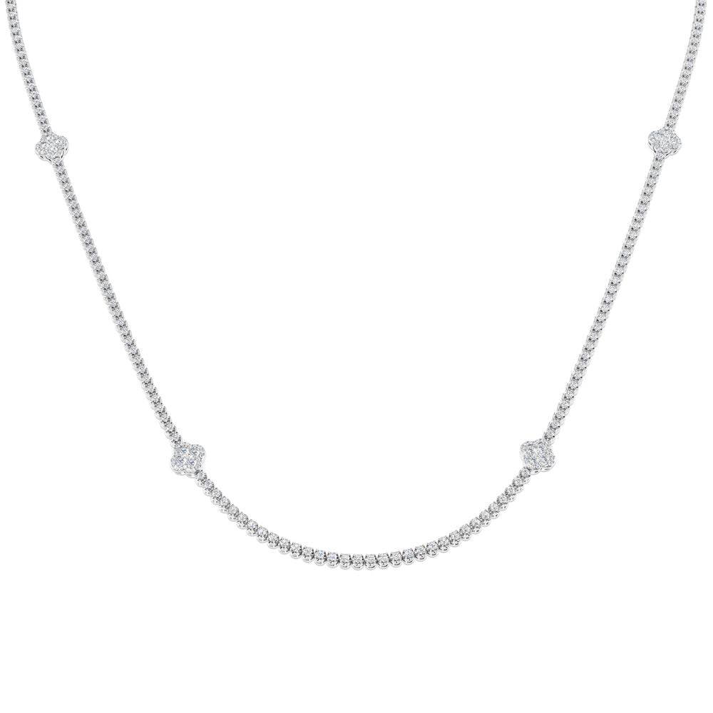 Angle Diamond Clover Necklace 4.5ct Gold Platinum