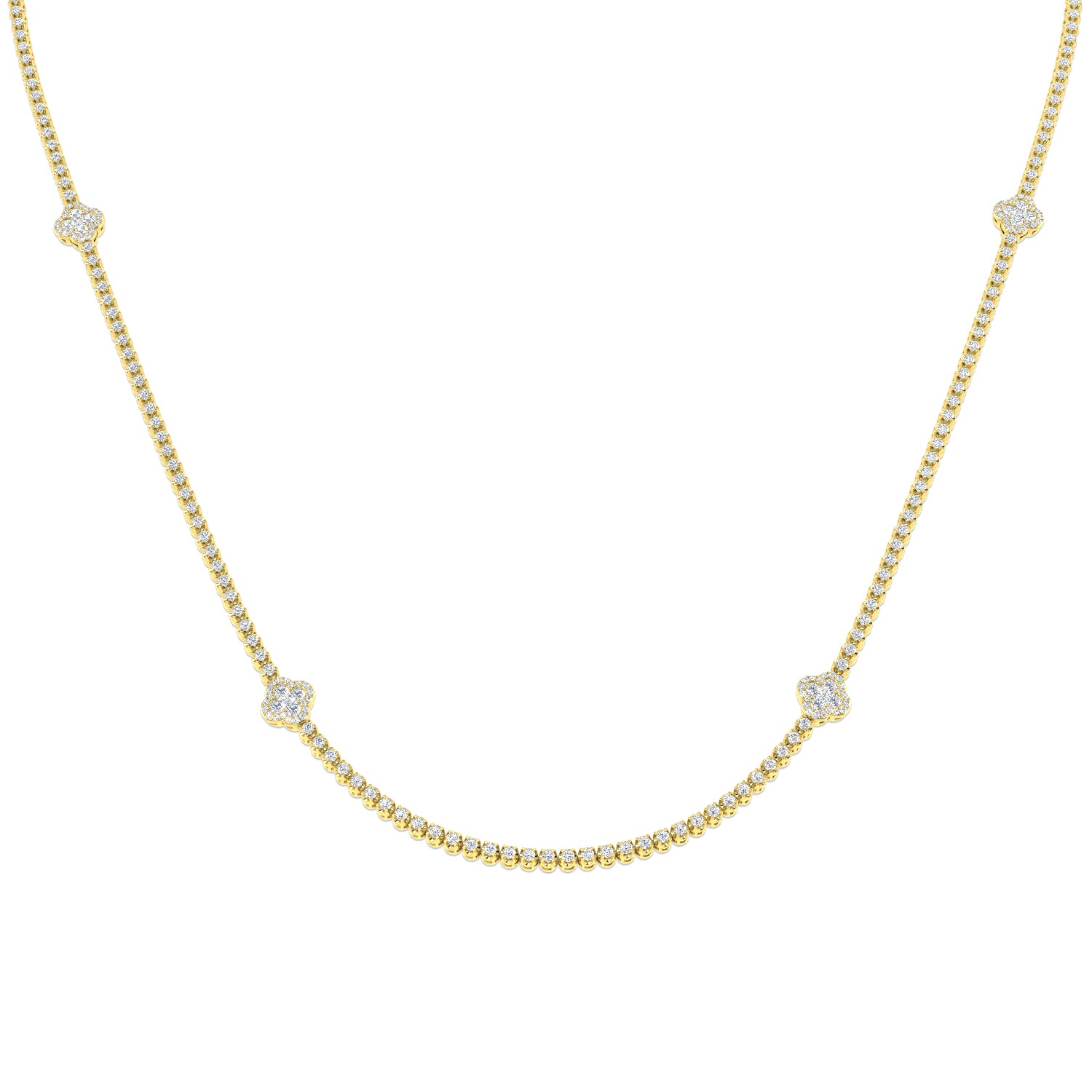 Angle Diamond Clover Necklace 4.5ct Gold Platinum
