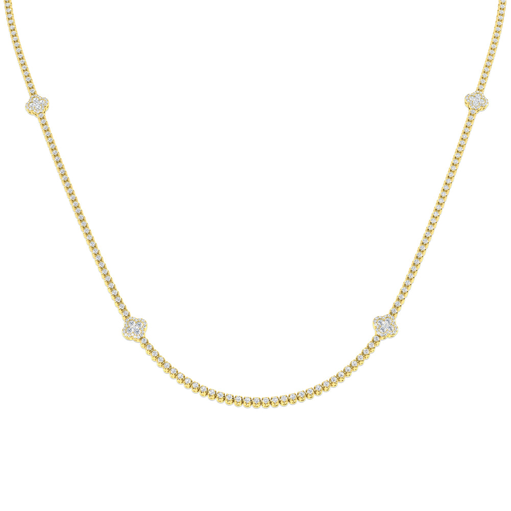Angle Diamond Clover Necklace 4.5ct Gold Platinum